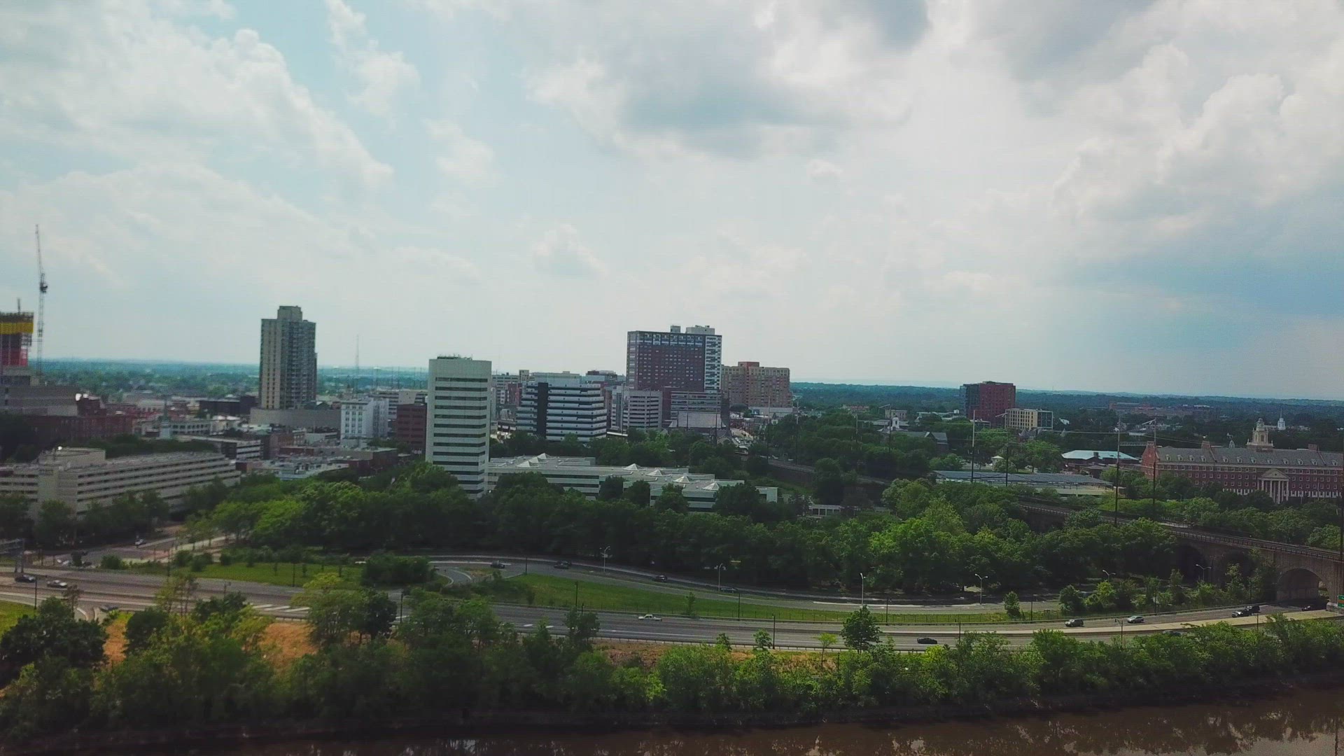 Aerial View of New Brunswick, New Jersey Skyline