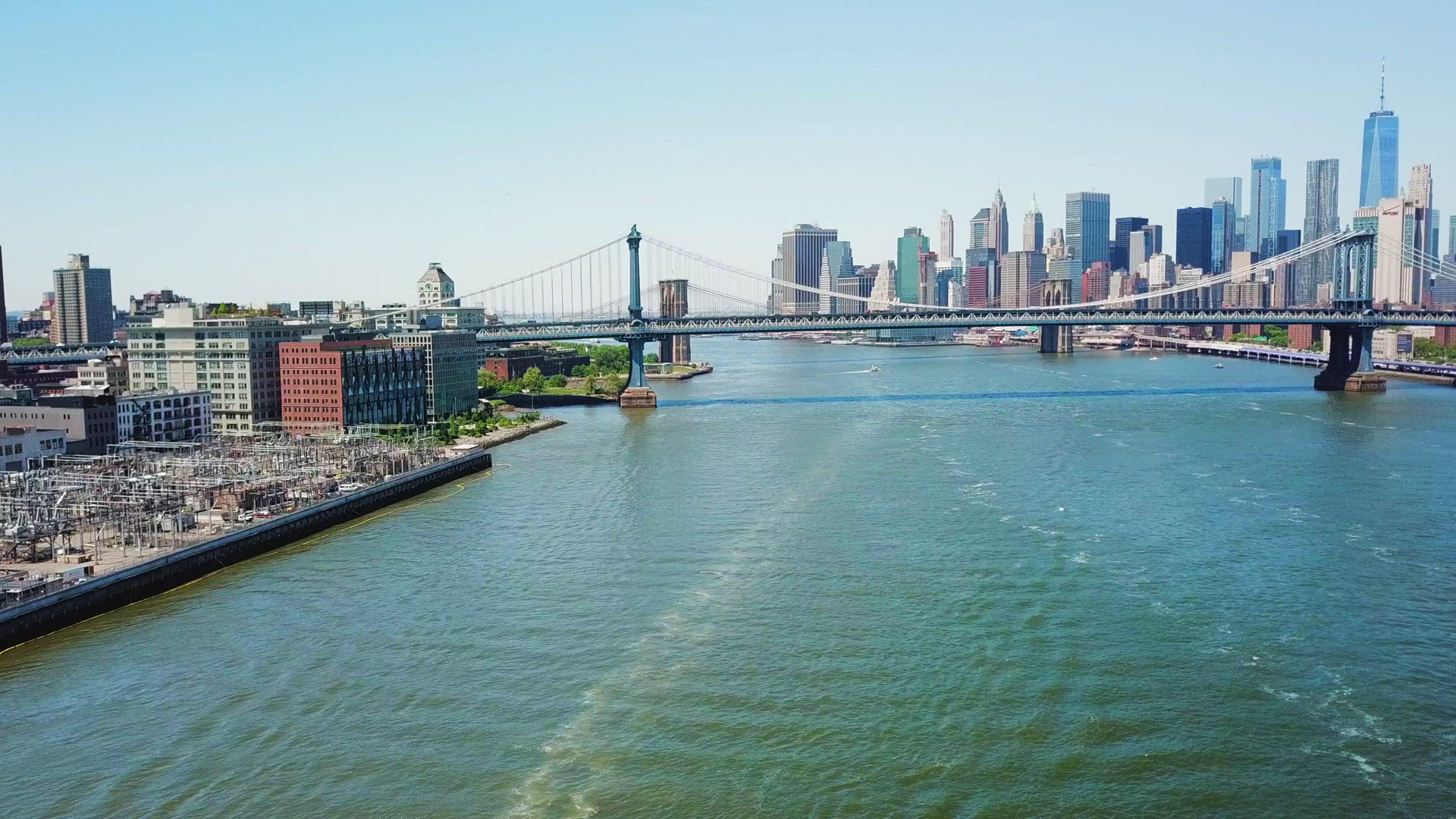 Aerial View of the East River and the Manhattan Bridge - Part 2