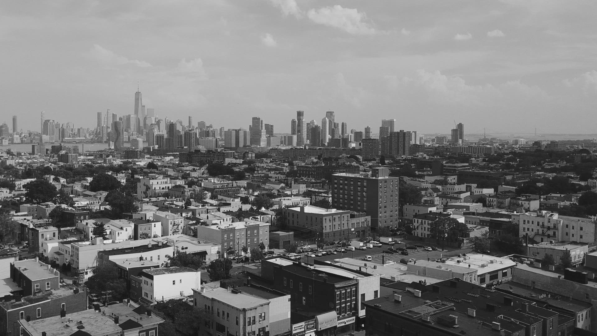 Jersey City Skyline in Black and White