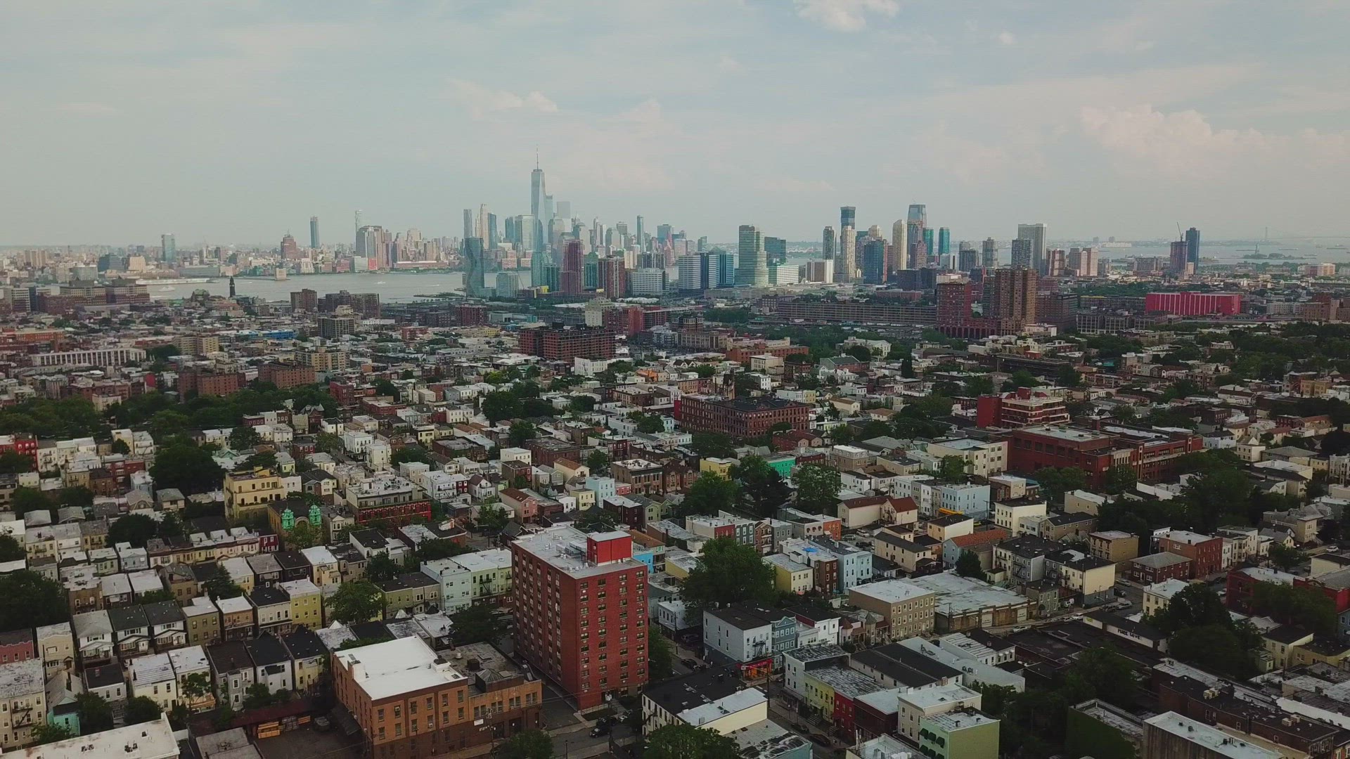 Jersey City Skyline - Pull Back View