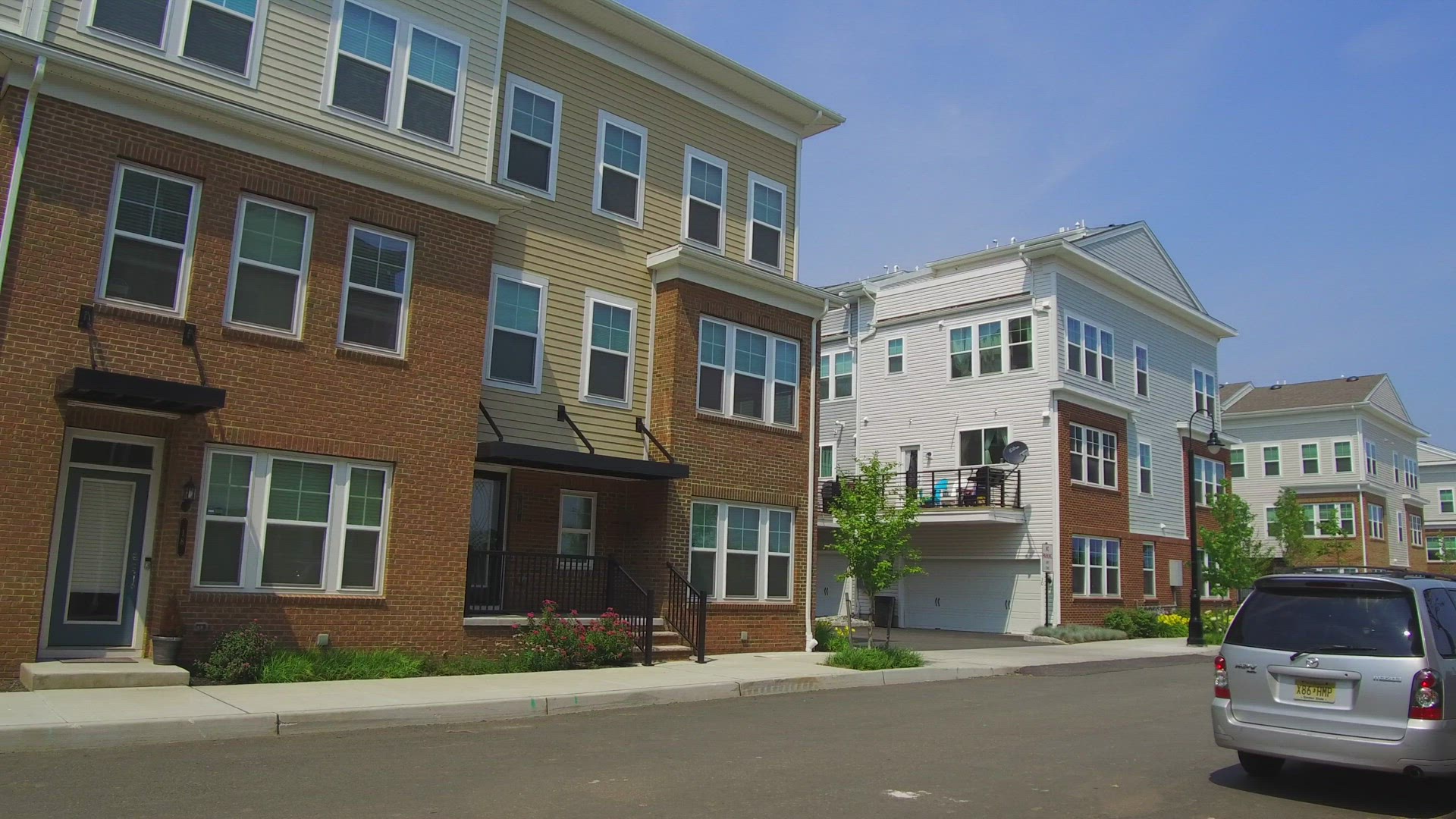 Front View of New Construction Townhome - Pan Left