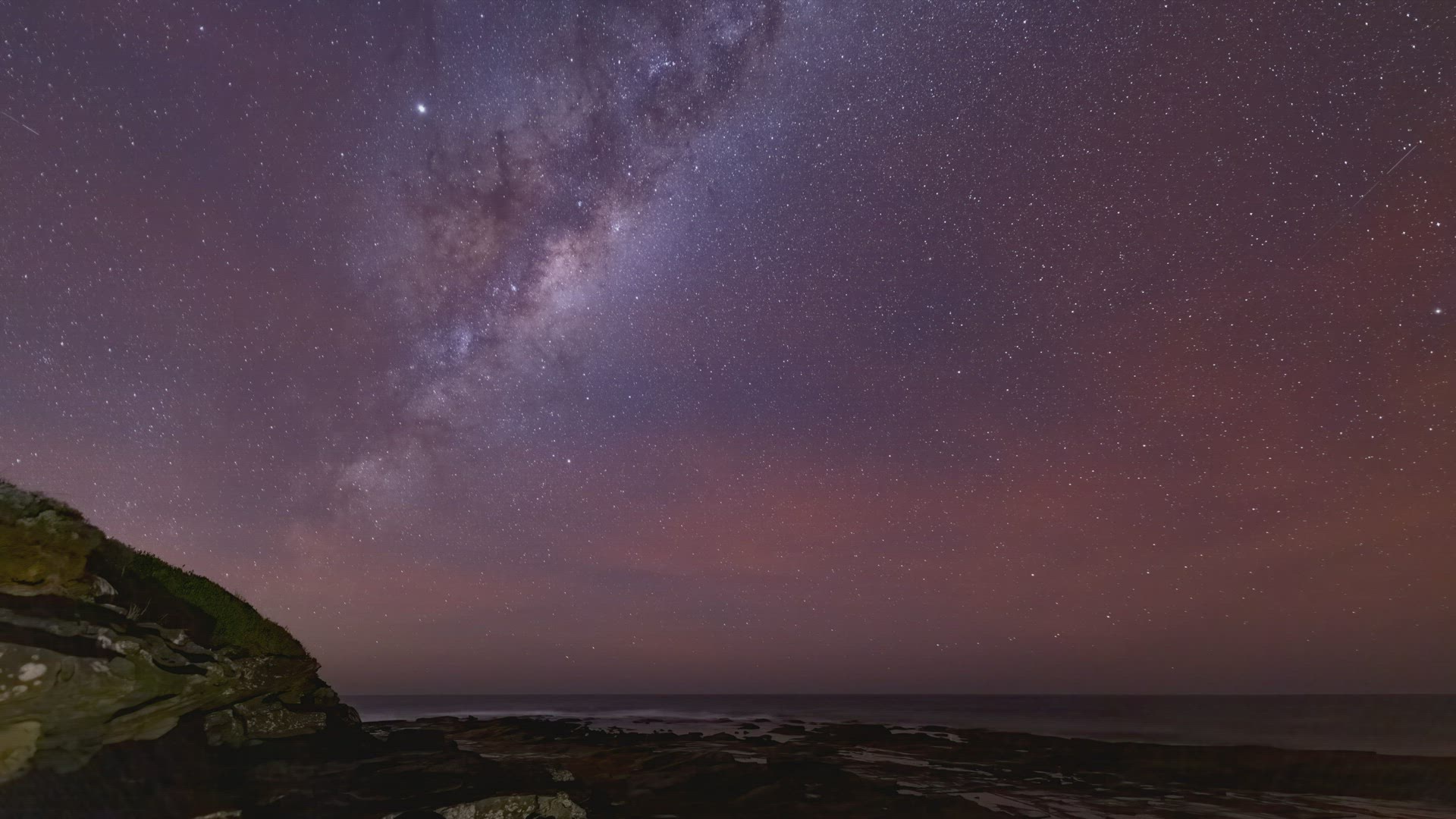 Milky Way Galaxy and Red Airglow