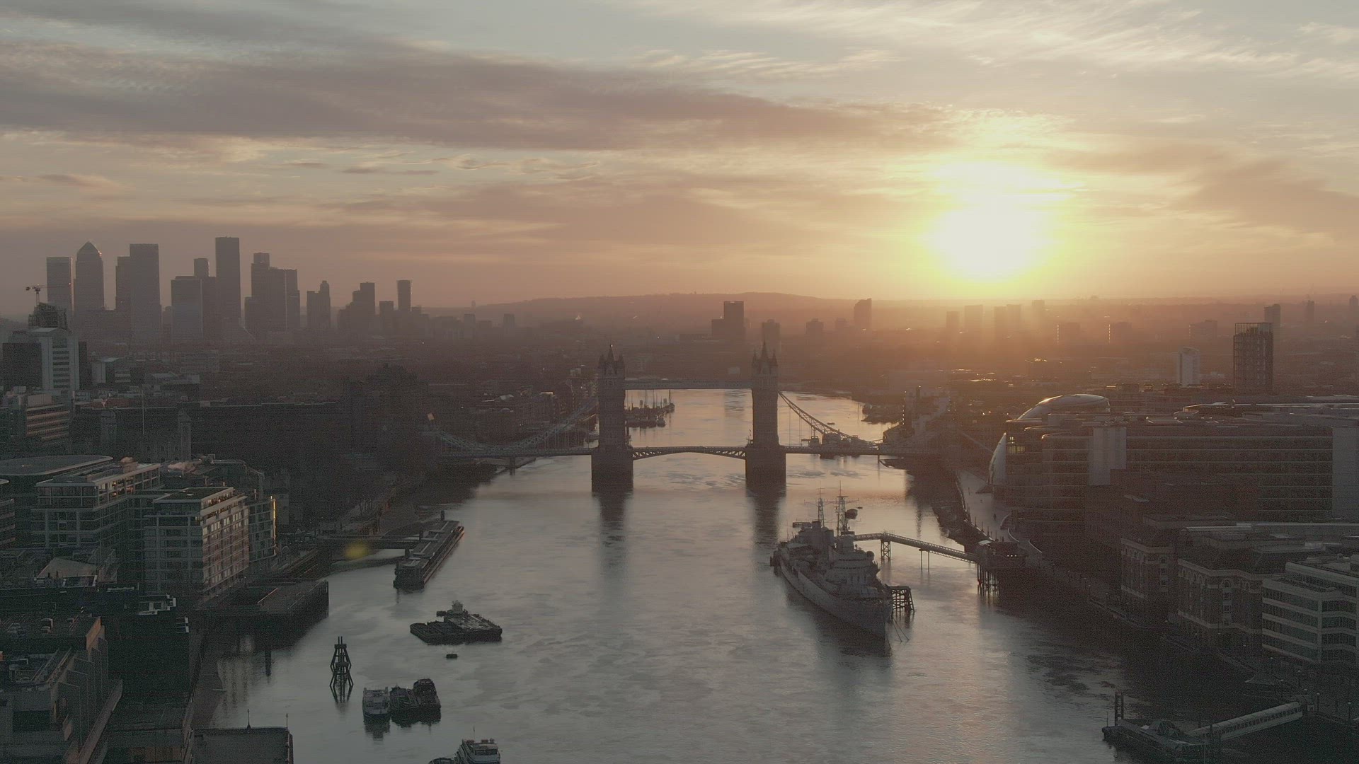 River Thames and city at sunset, London, UK