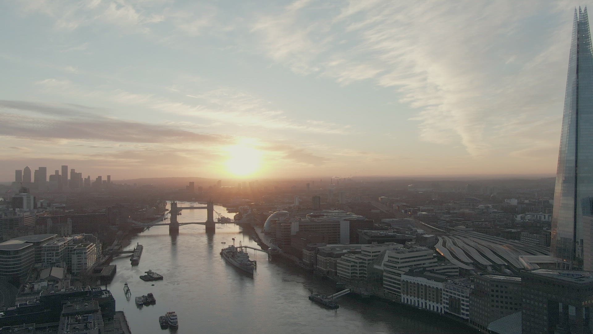 River Thames and city at sunset, London, UK