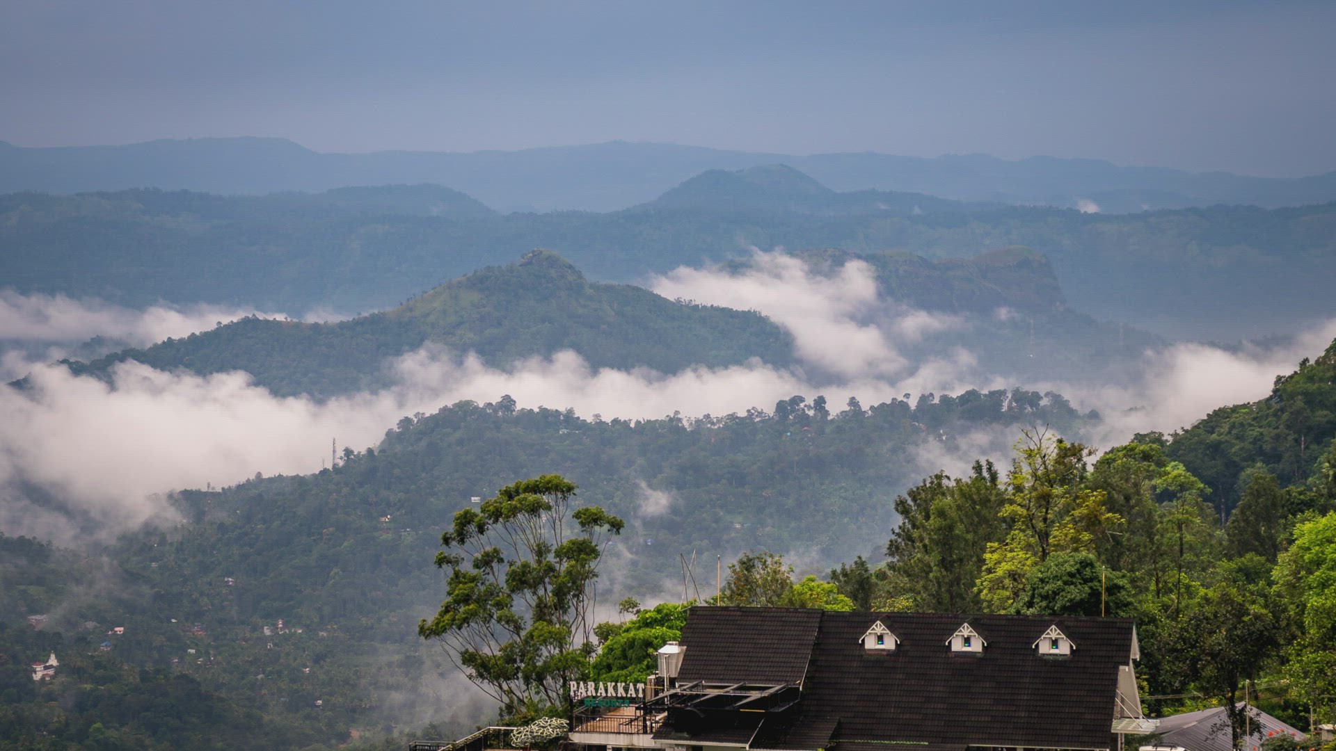 Time lapse of Clouds over the Western Ghats Mountains in Beautiful City of Munnar, Kerala, India
