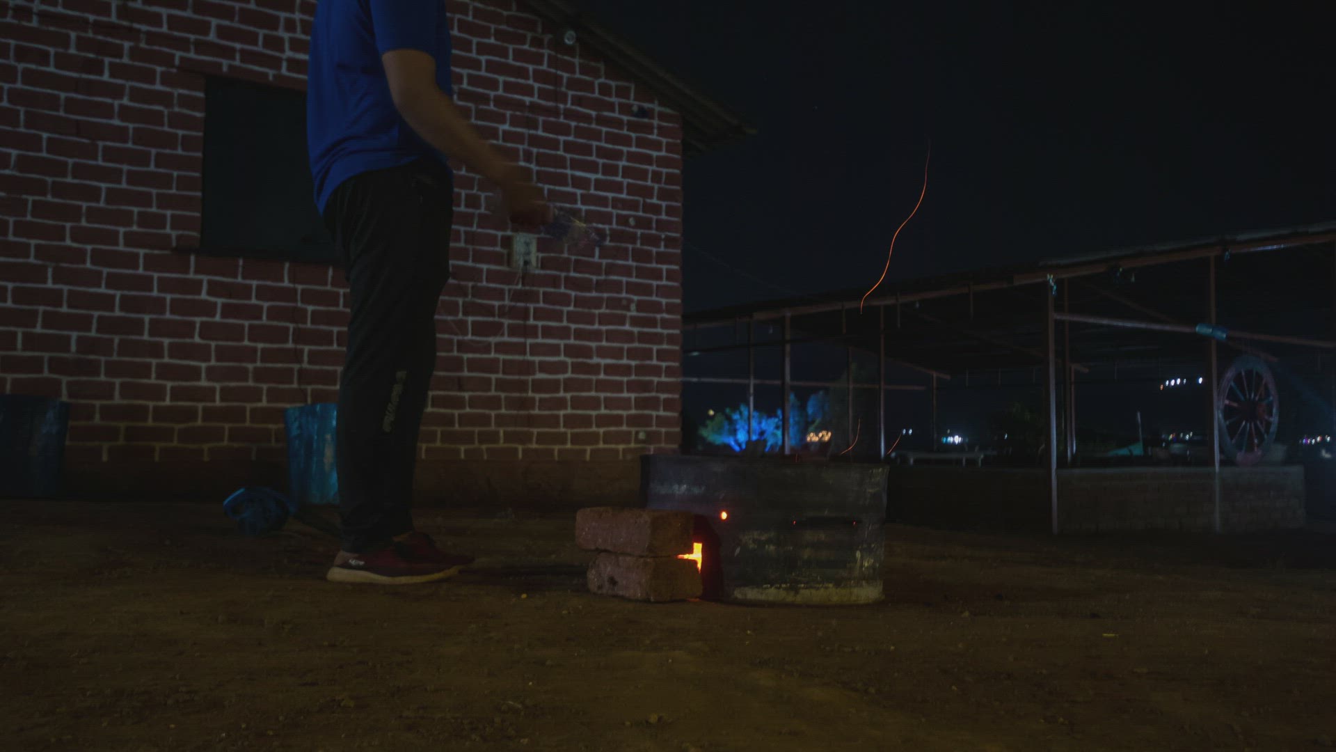 Motion Time Lapse of Food Preparation at a Bonfire Campsite