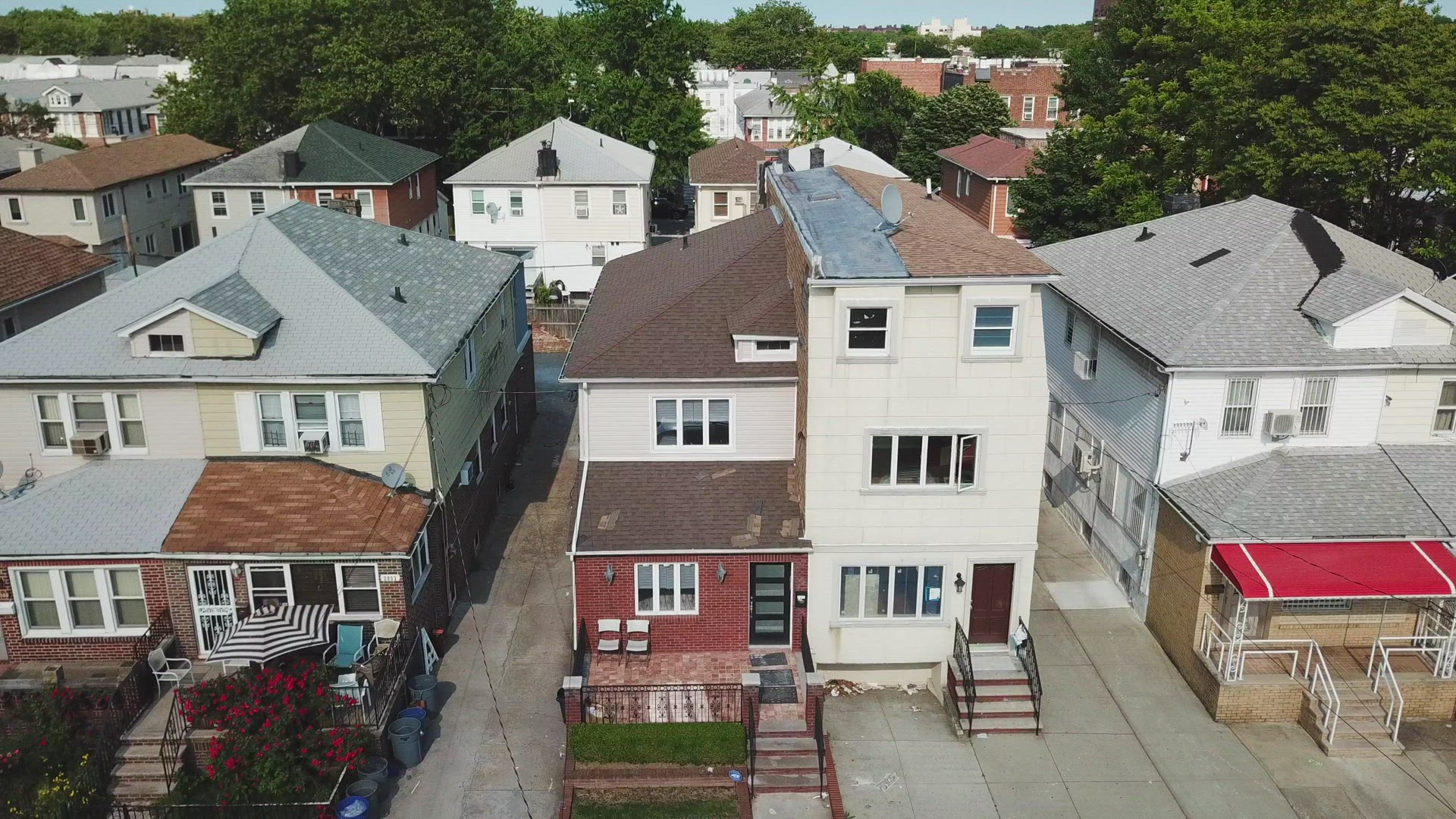 Rooftop View of Brooklyn Neighborhood Houses