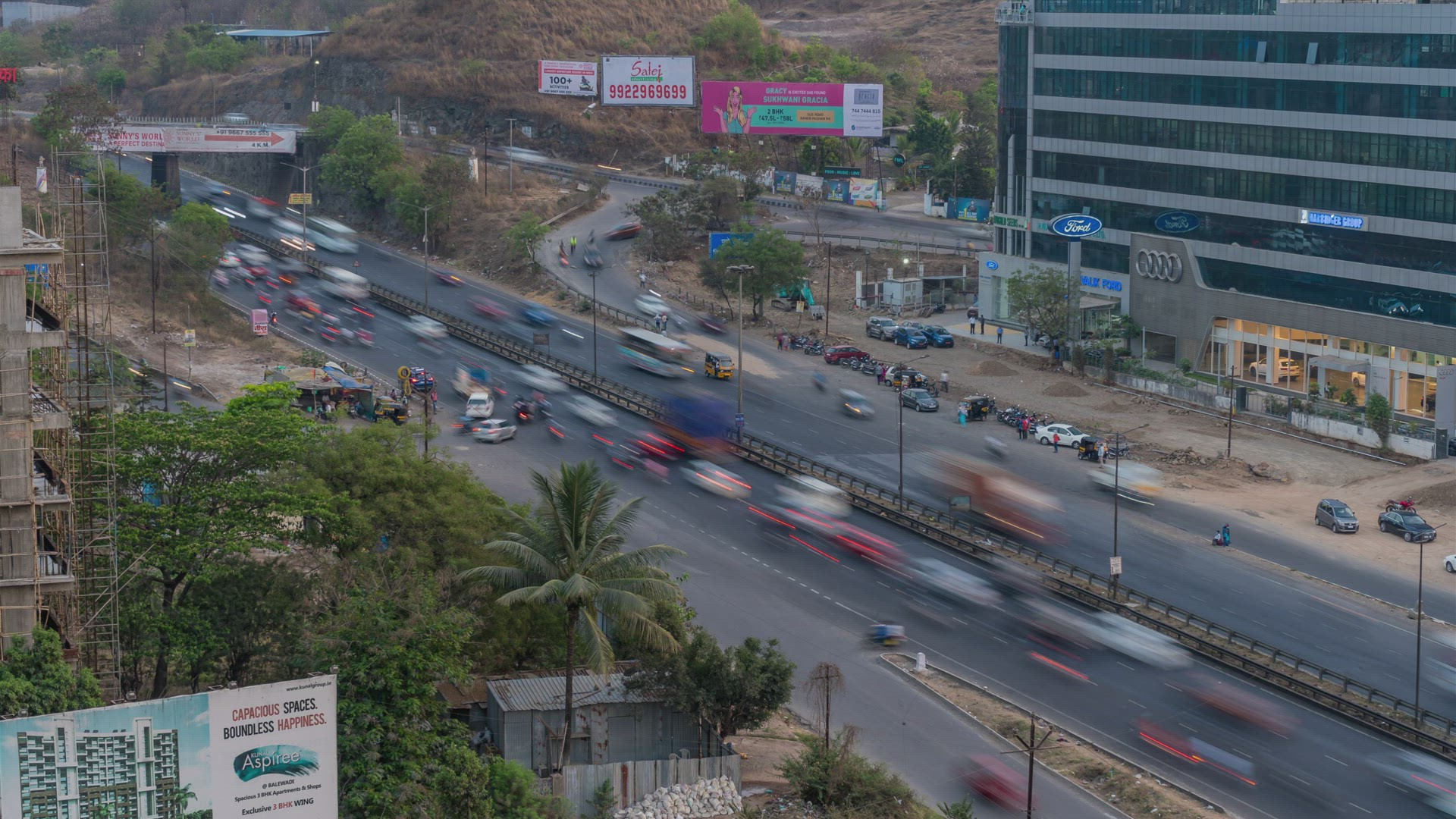 Busy Highway Traffic Time Lapse on Mumbai-Pune-Bengaluru National Highway, Maharashtra, India
