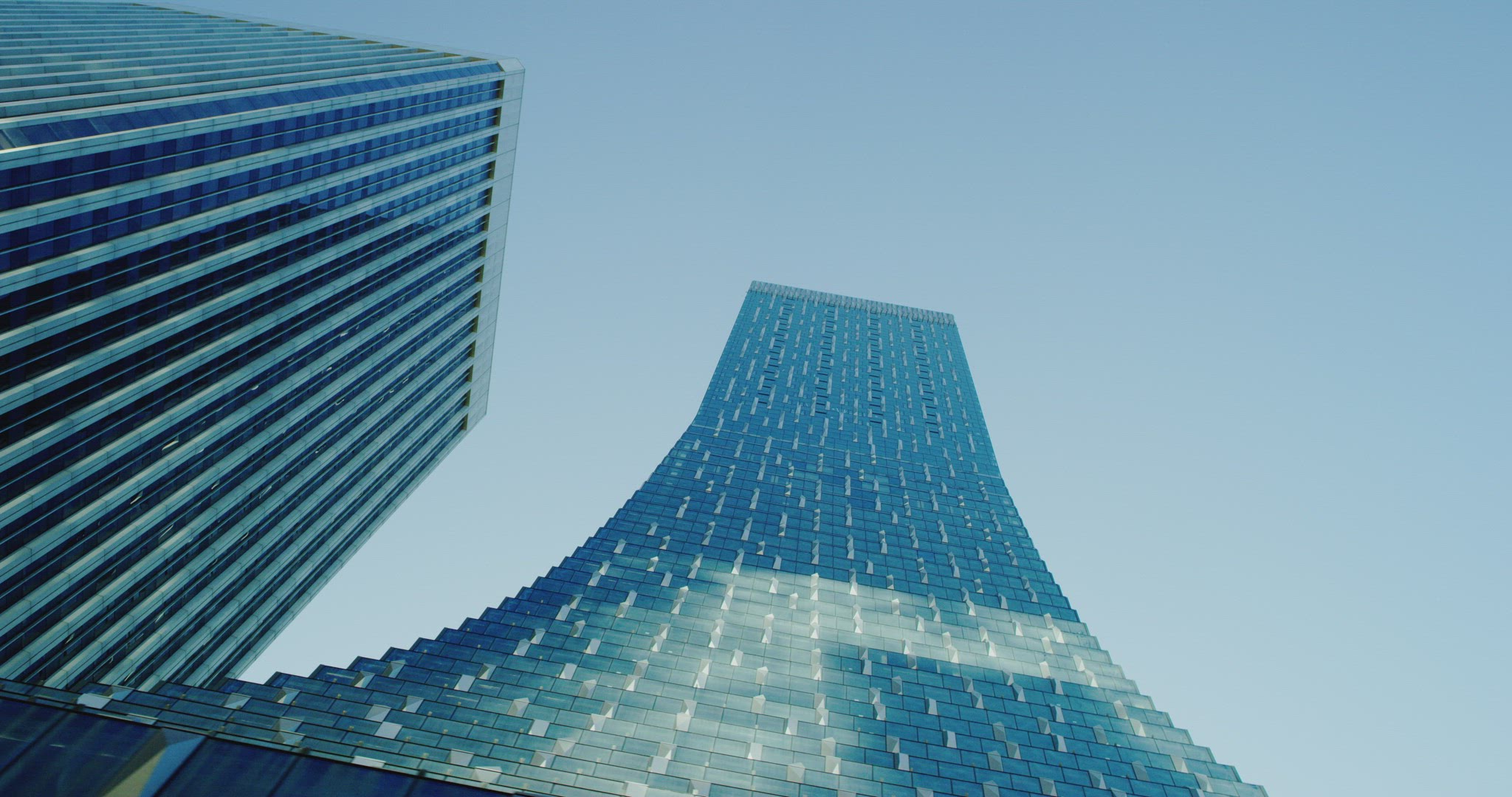 Driving shot of Rainier Tower in Seattle