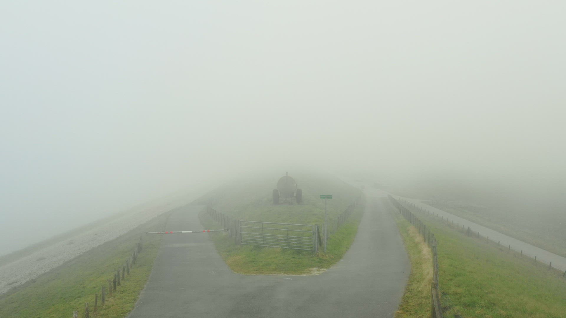 Coast in fog, Yrseke, Zeeland, Netherlands