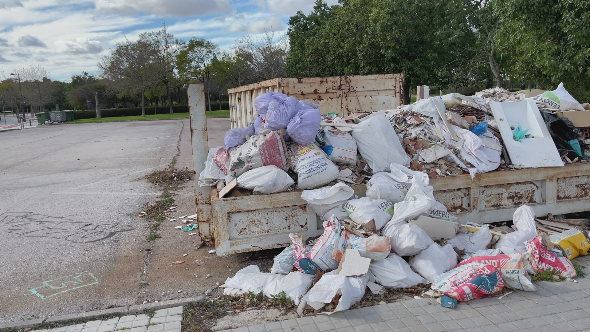 High time to haul off. Full container with construction debris