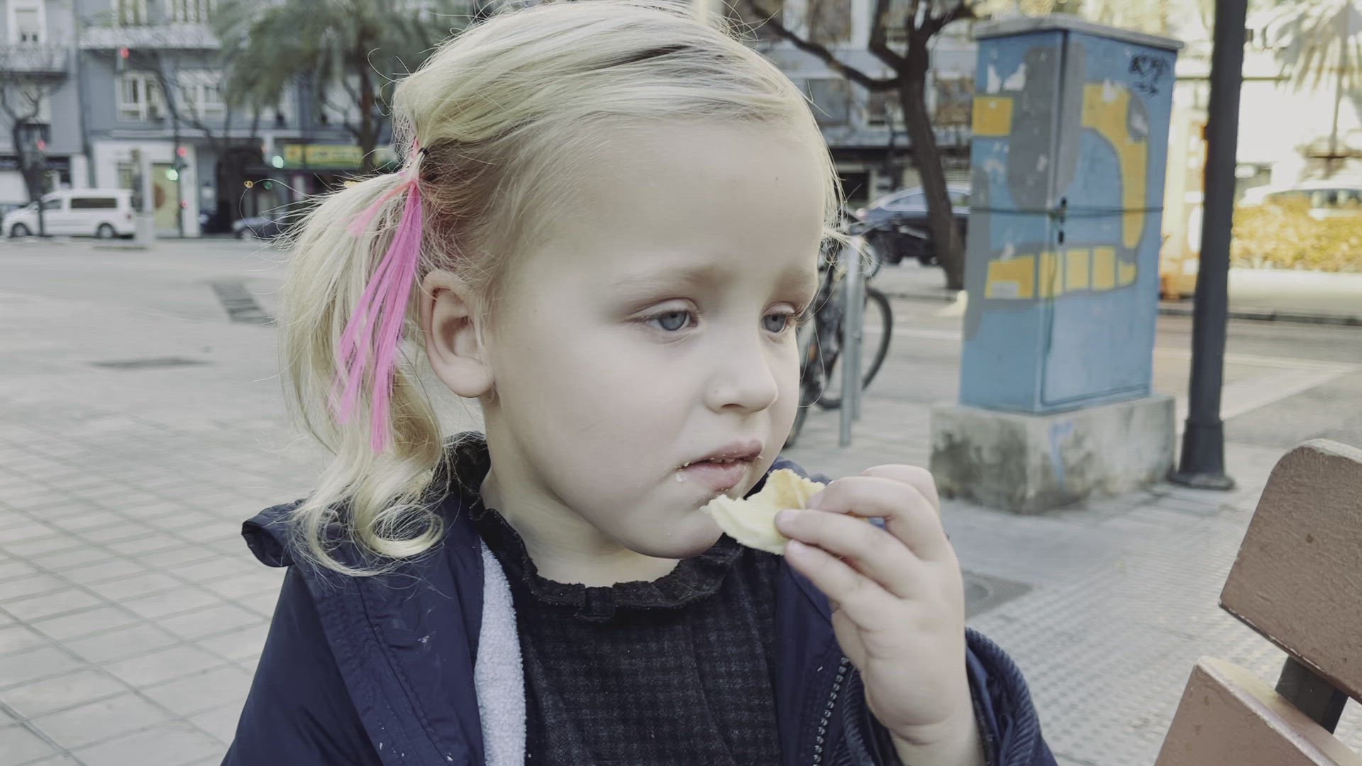 Child getting hungry after walking outdoor
