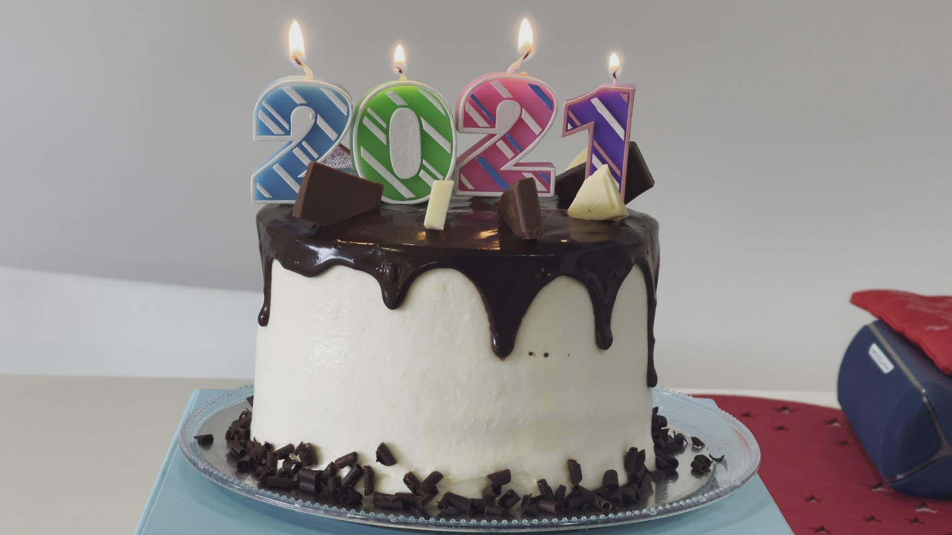 Cake with candles for New Year 2021