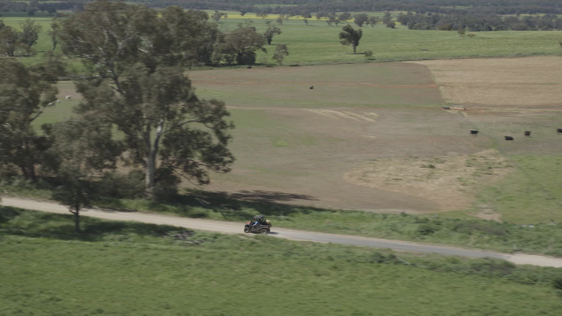 Quad bike on farm from drone