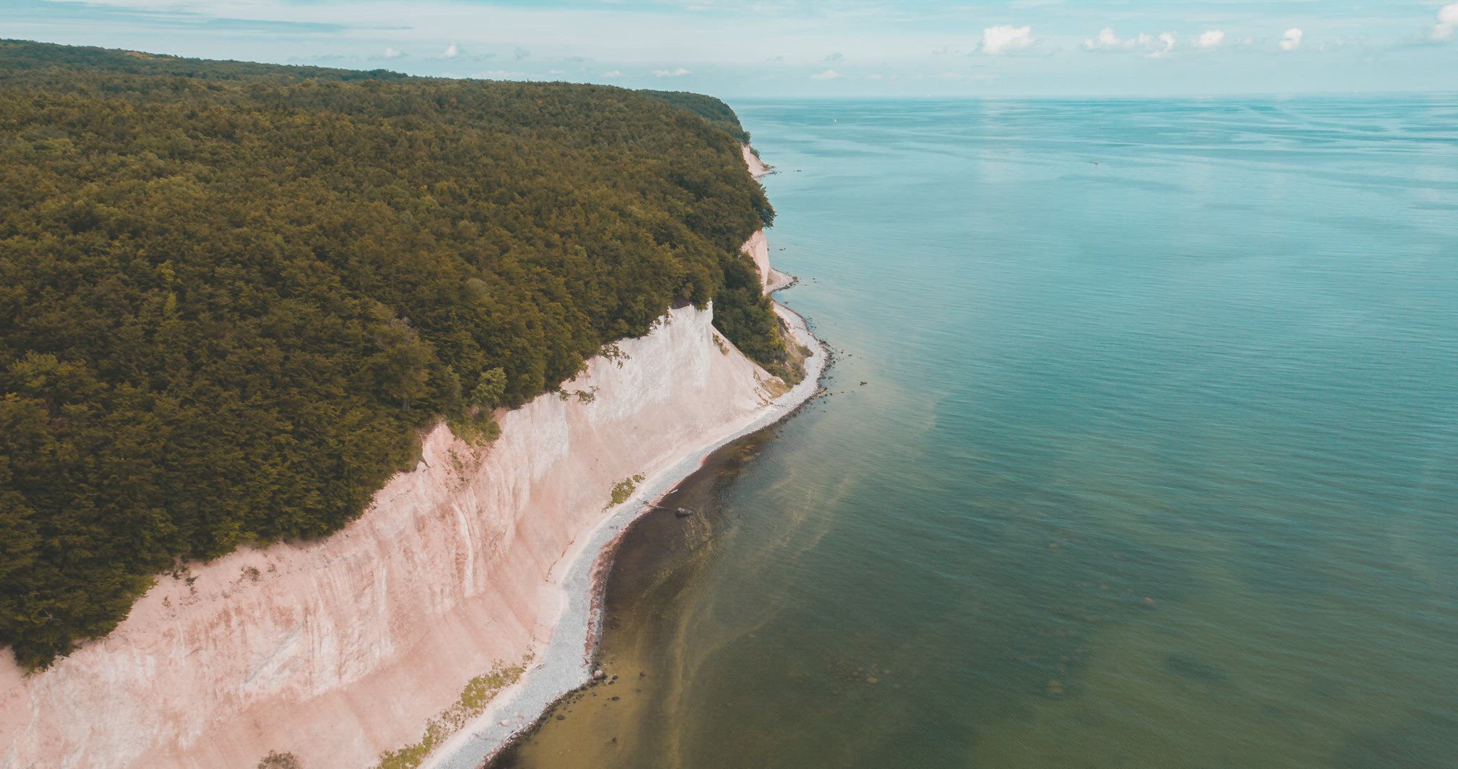 white cliffs Rügen Germany nature ocean seascape aerial overview panorama 4k