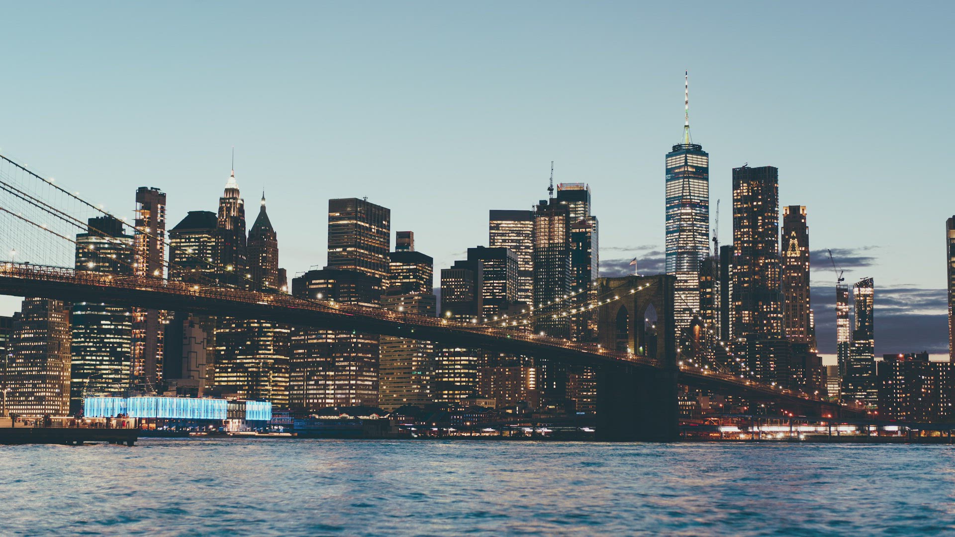 brooklyn bridge new york city timelapse at night close 4k