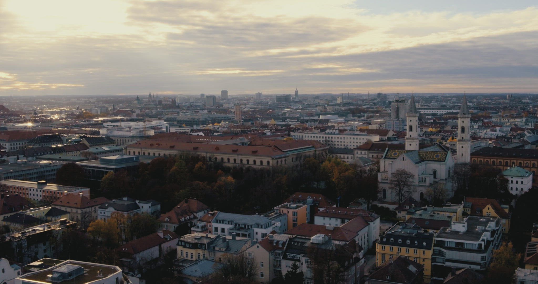 munich aerial city germany bavaria church 4k