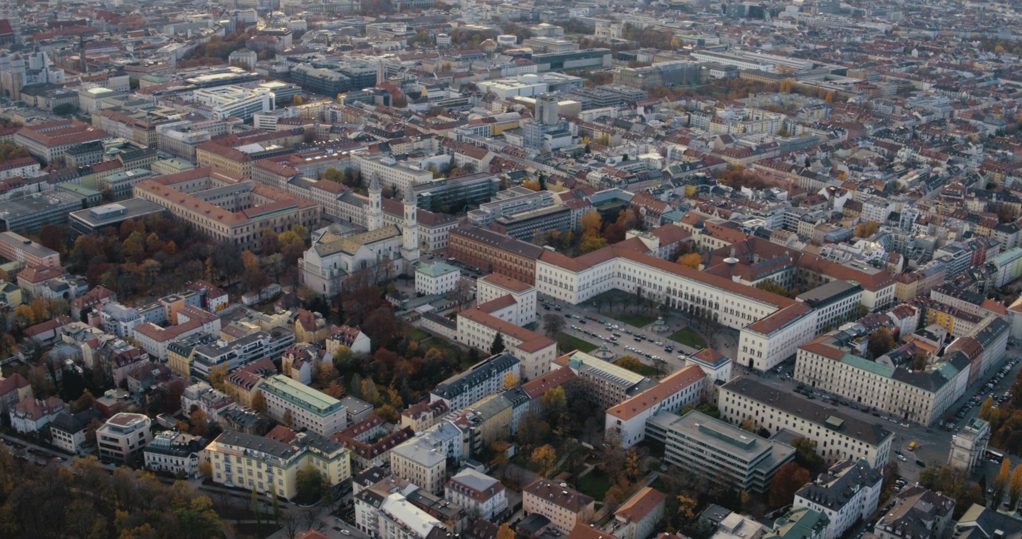 Munich aerial flyover city 4k