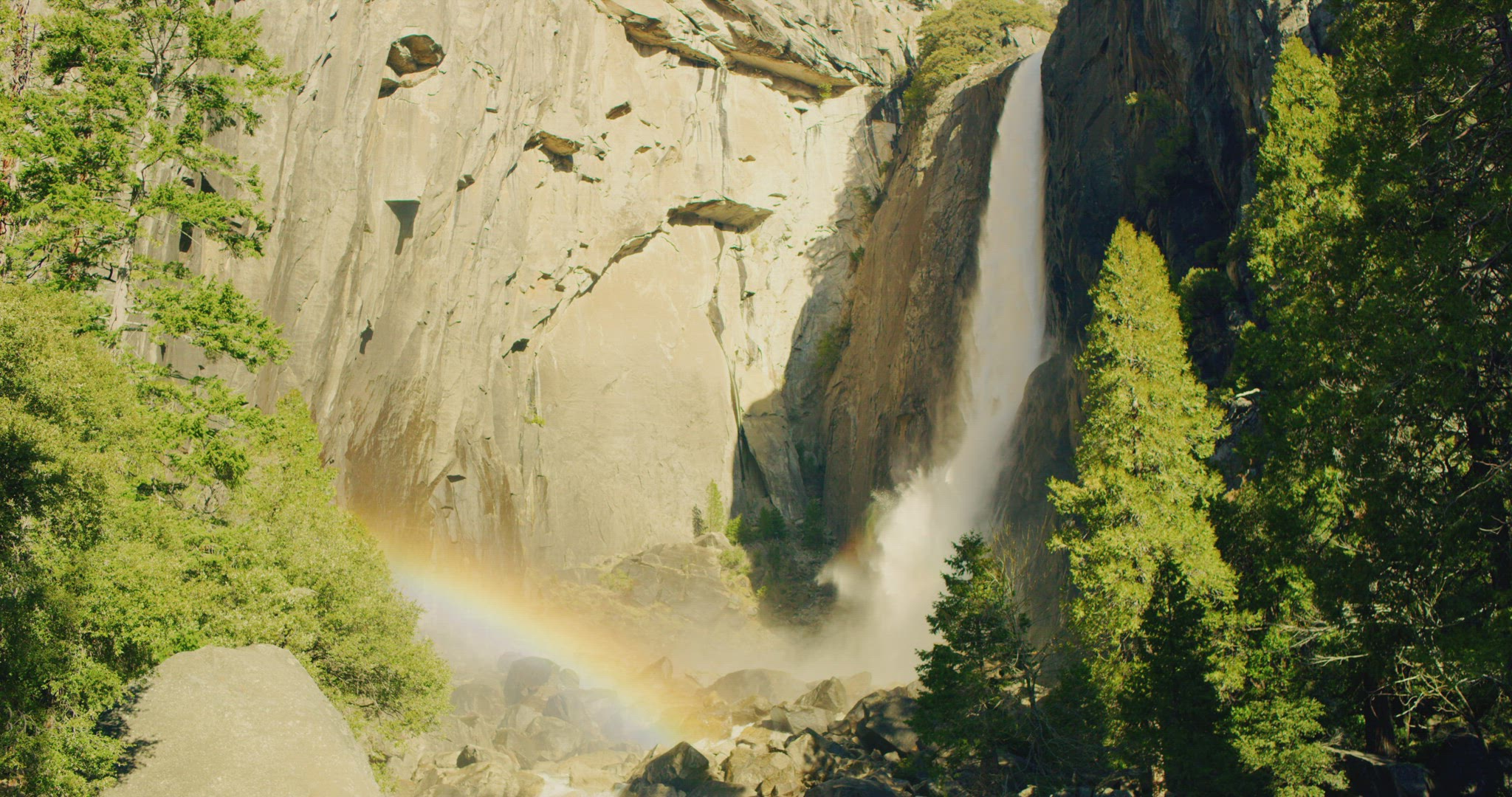 Yosemite Falls with rainbow