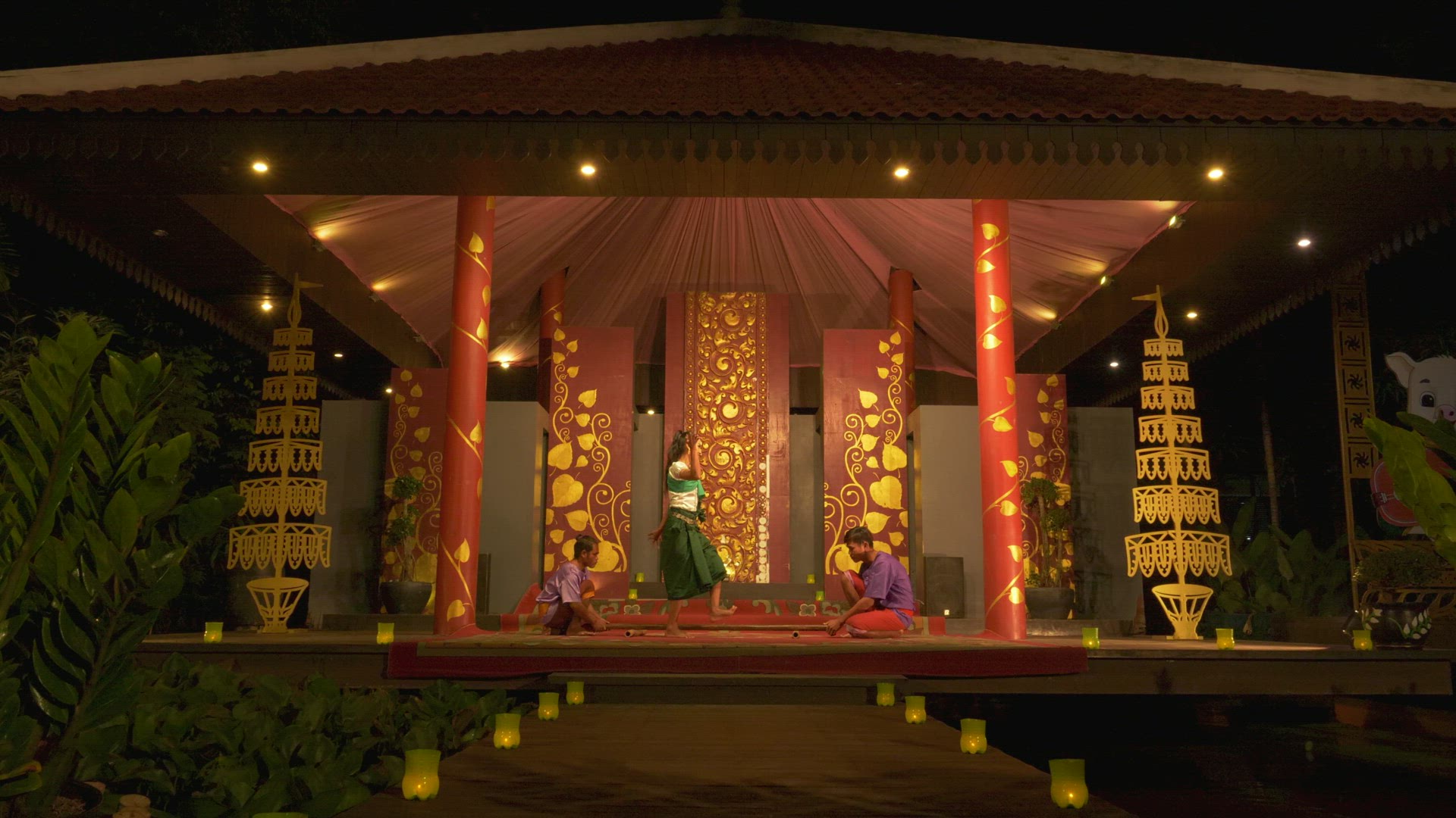 Cambodia ballet show, wide static 