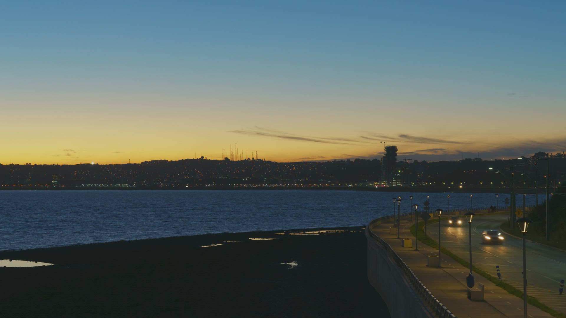 Timelapse cityscape over the port city of Puerto Montt
