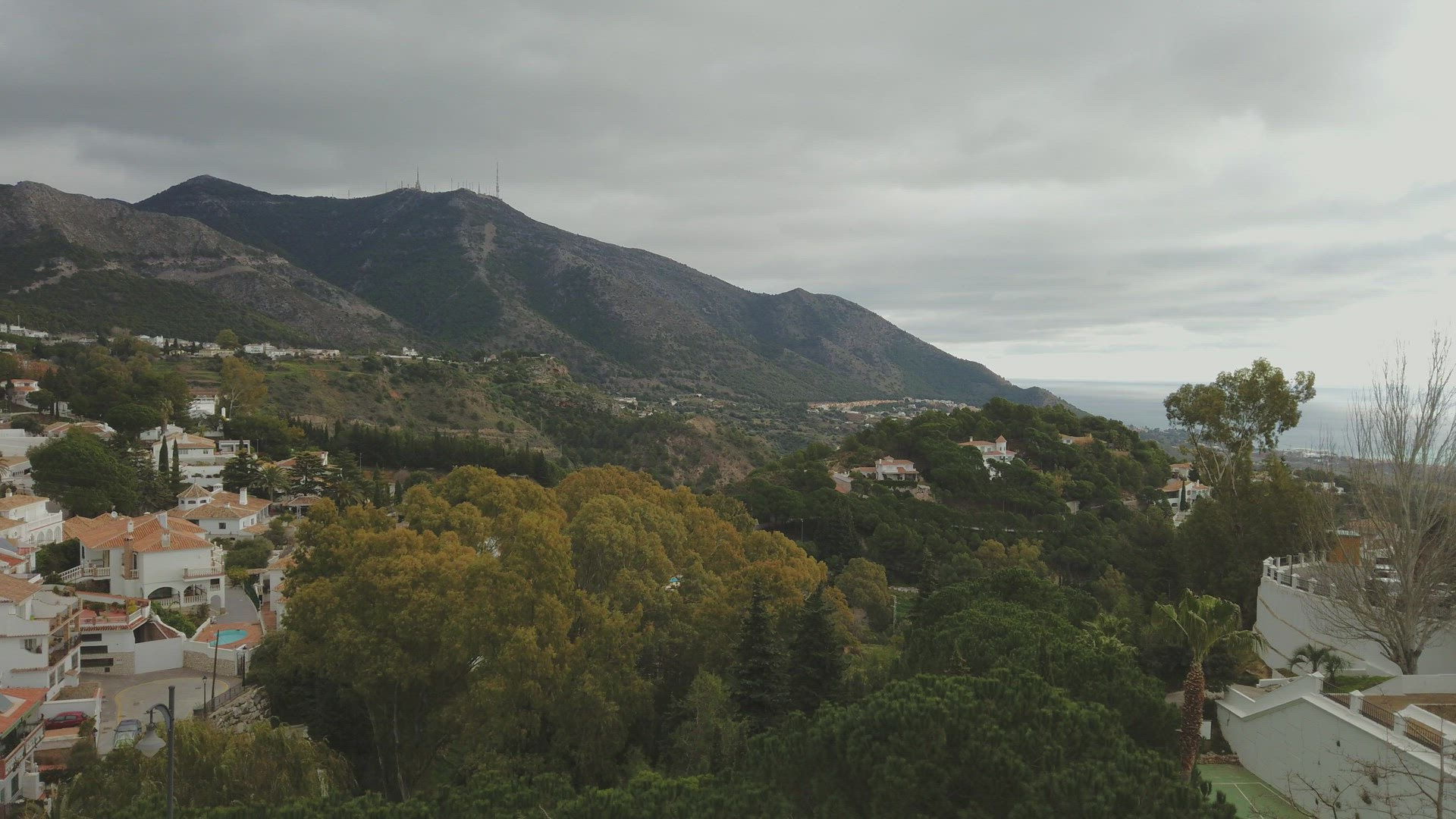City buildings on hillside, Mijas, Andalusia, Spain