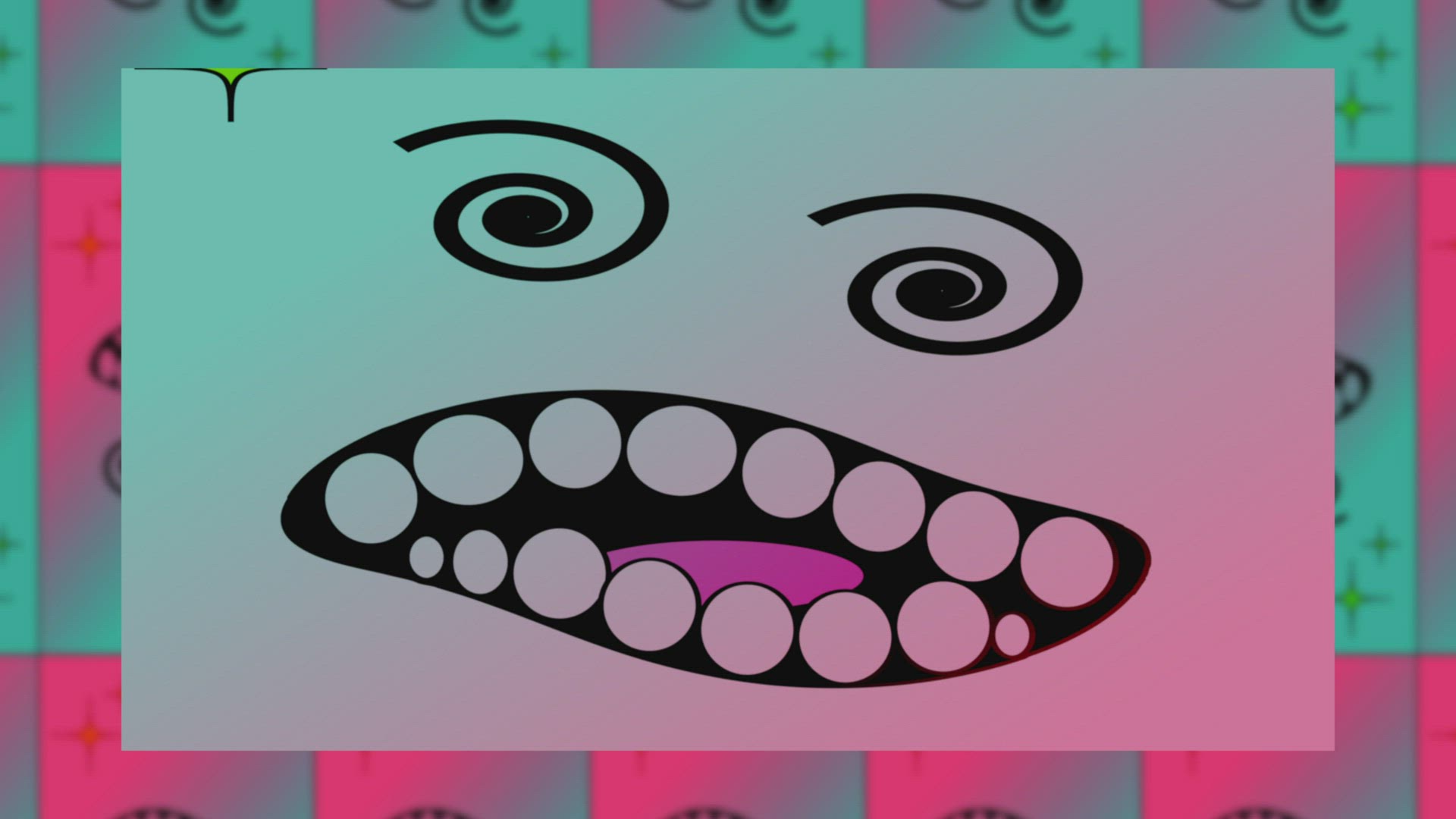 Cartoon face wiggling in and out, animation