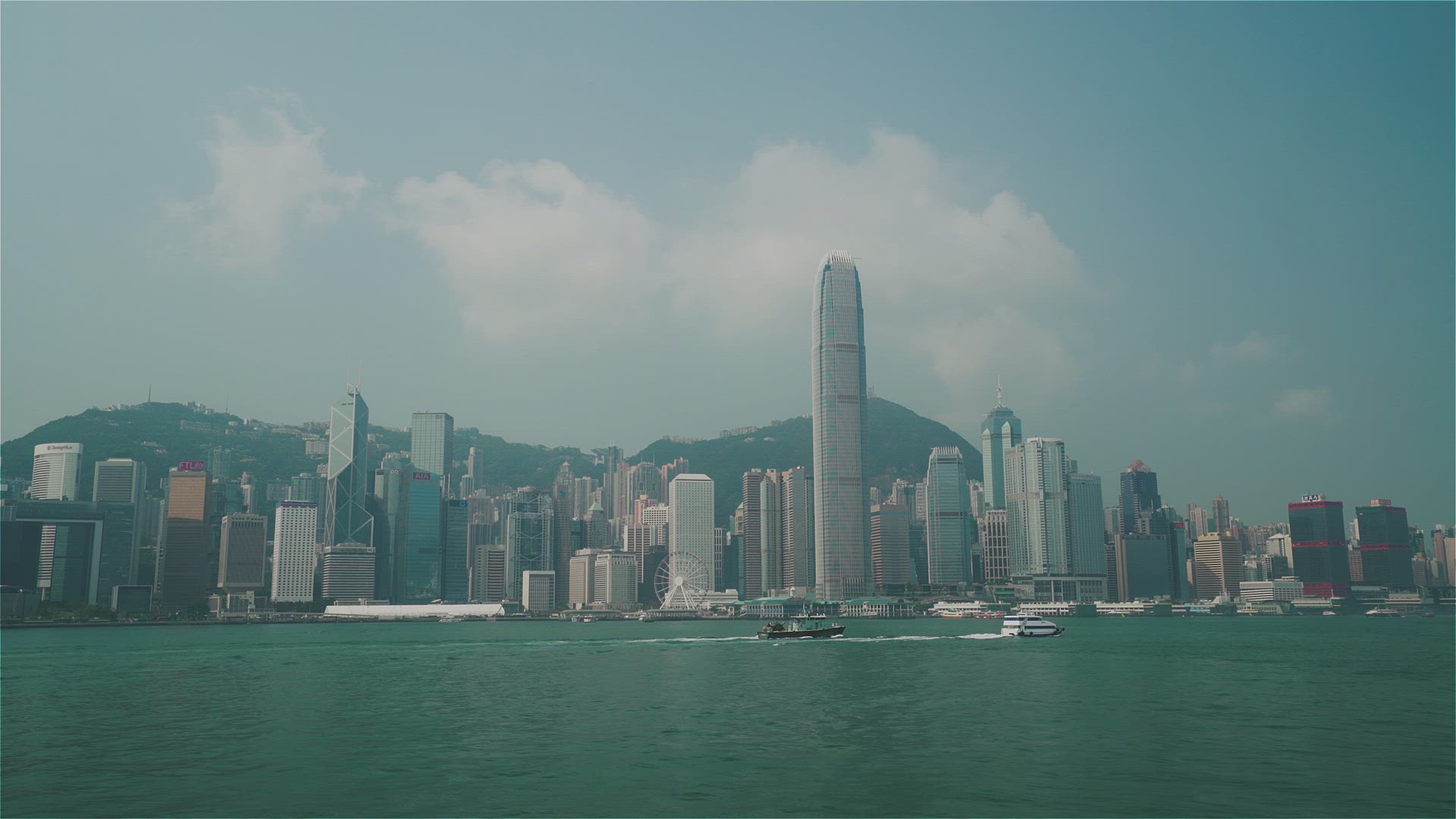 Hong Kong, China, Real-time video - The skyline of Hong Kong during the day