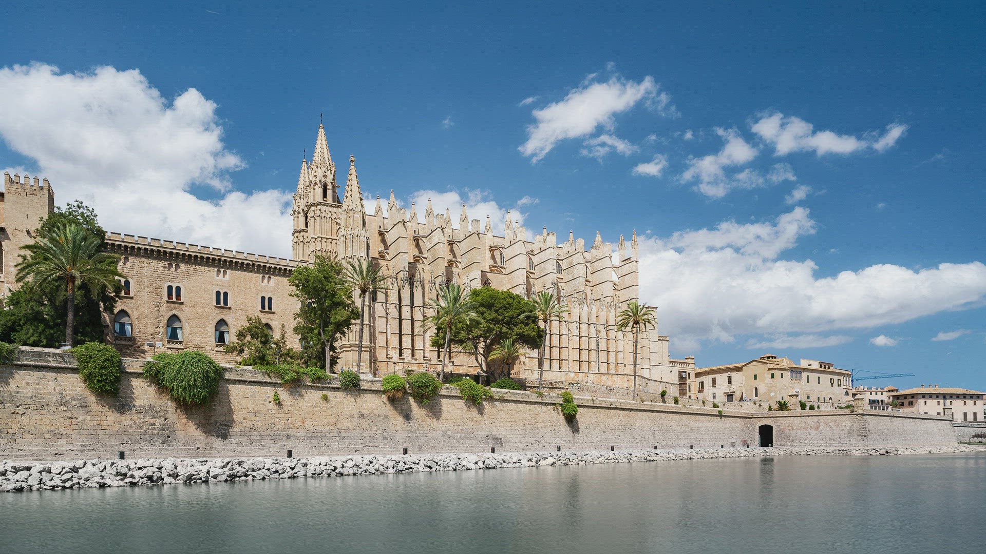 Palma de Mallorca, Spain, Timelapse - The south side of the Catedral Basilica
