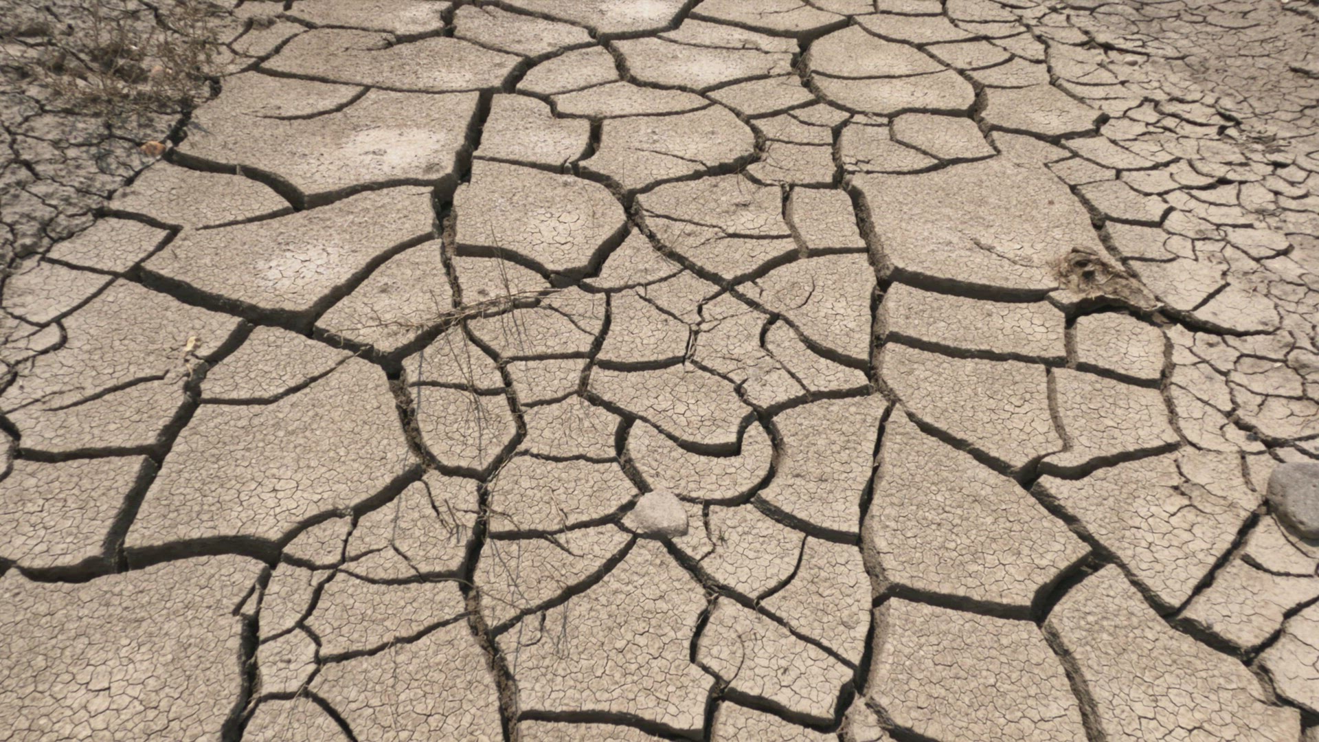 Moving over the dry crack landscape from the drought in Utah