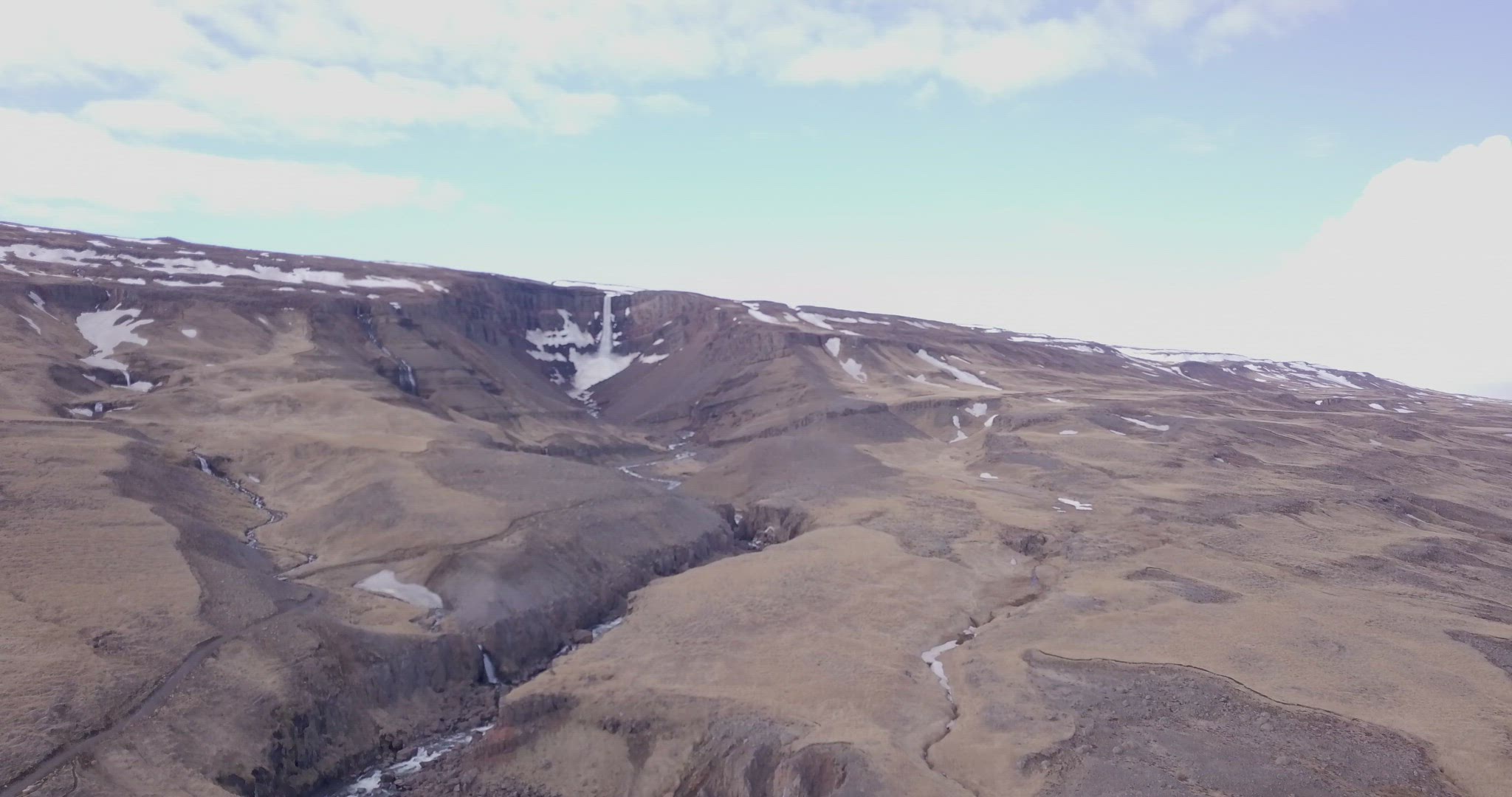 Iceland Waterfall Aerial - two waterfalls