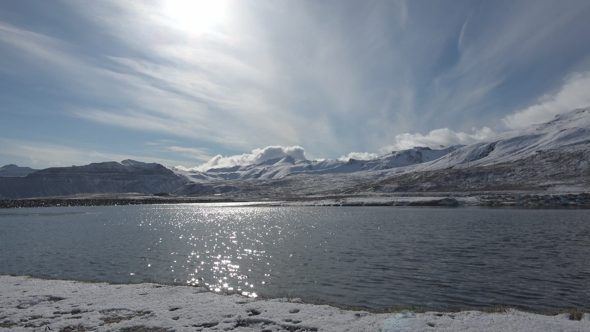 Snow capped Mountain on a lake