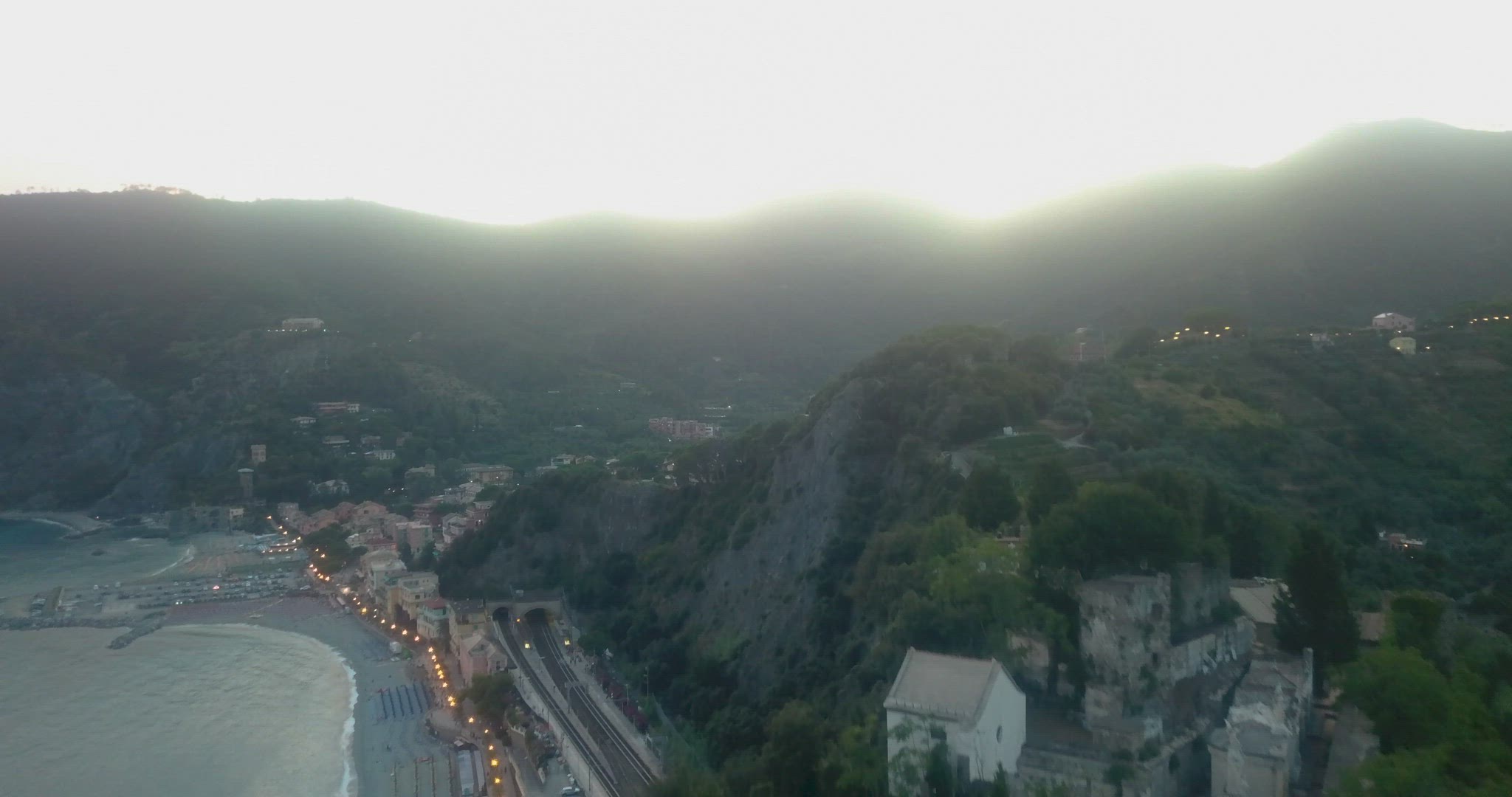 Fly over mountain in Cinque Terre