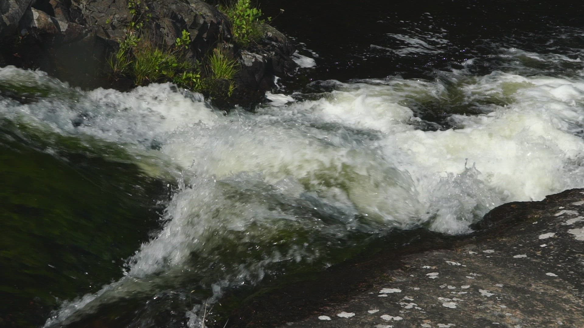 slow motion shot - small waterfall 