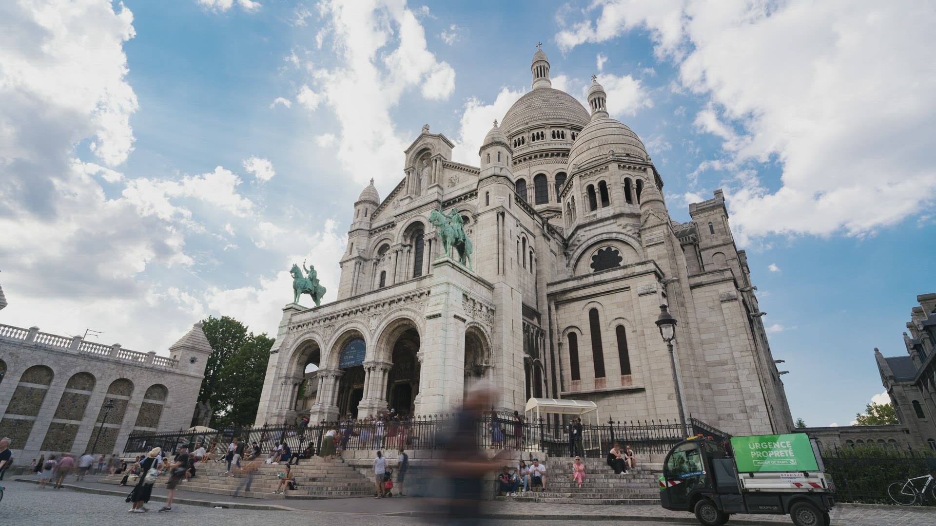Paris, France, Timelapse - The Basilica of the Sacred Heart of Paris