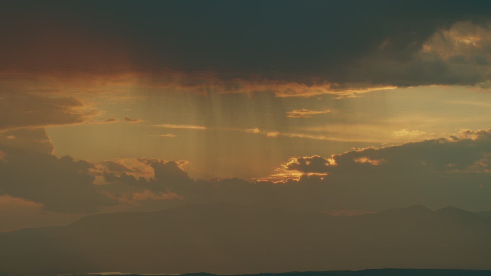 Rain landscape at sunset Rain landscape at sunset
