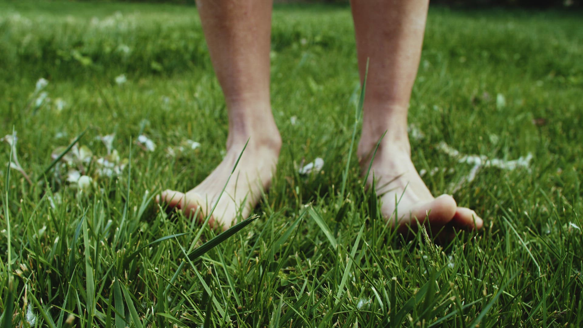 Walking barefoot on grass