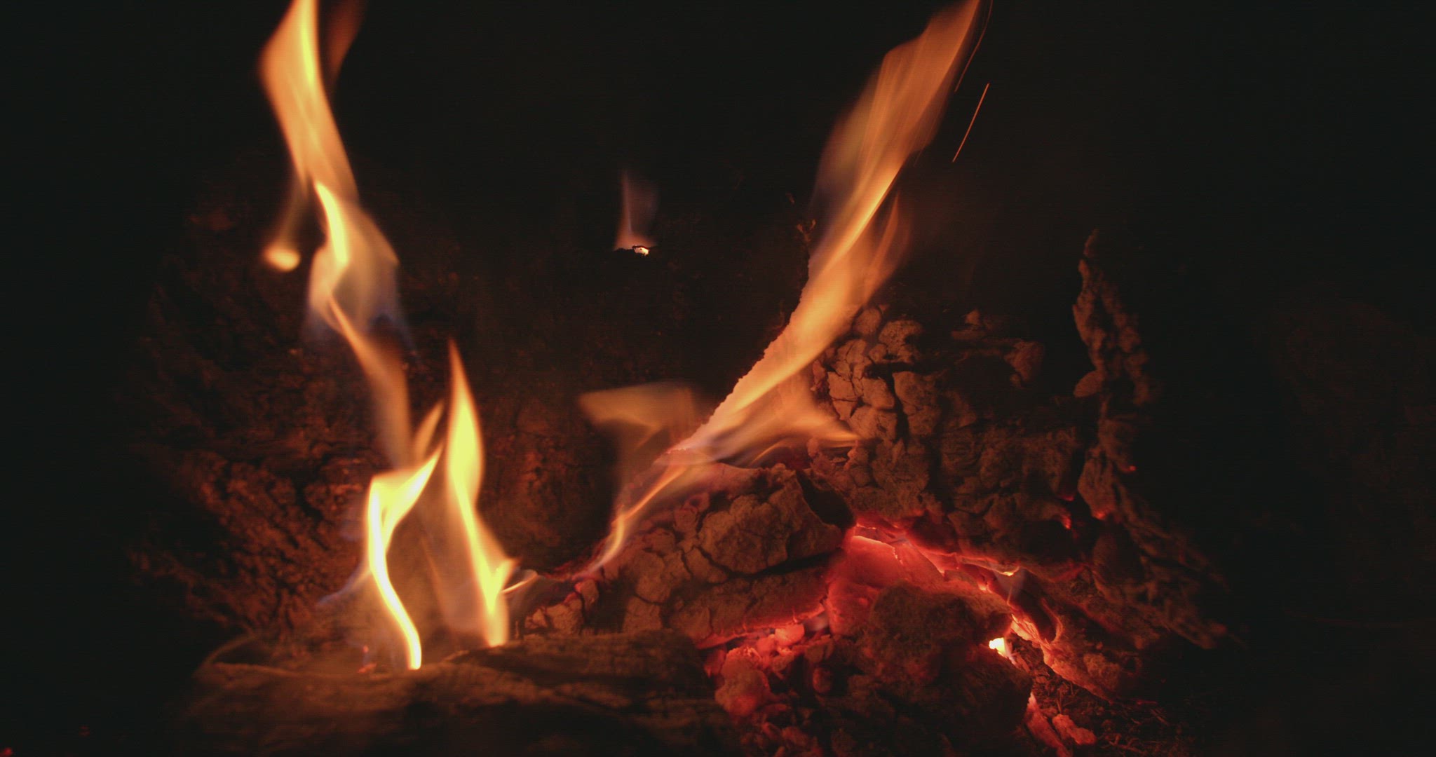 Bonfire with a living flame