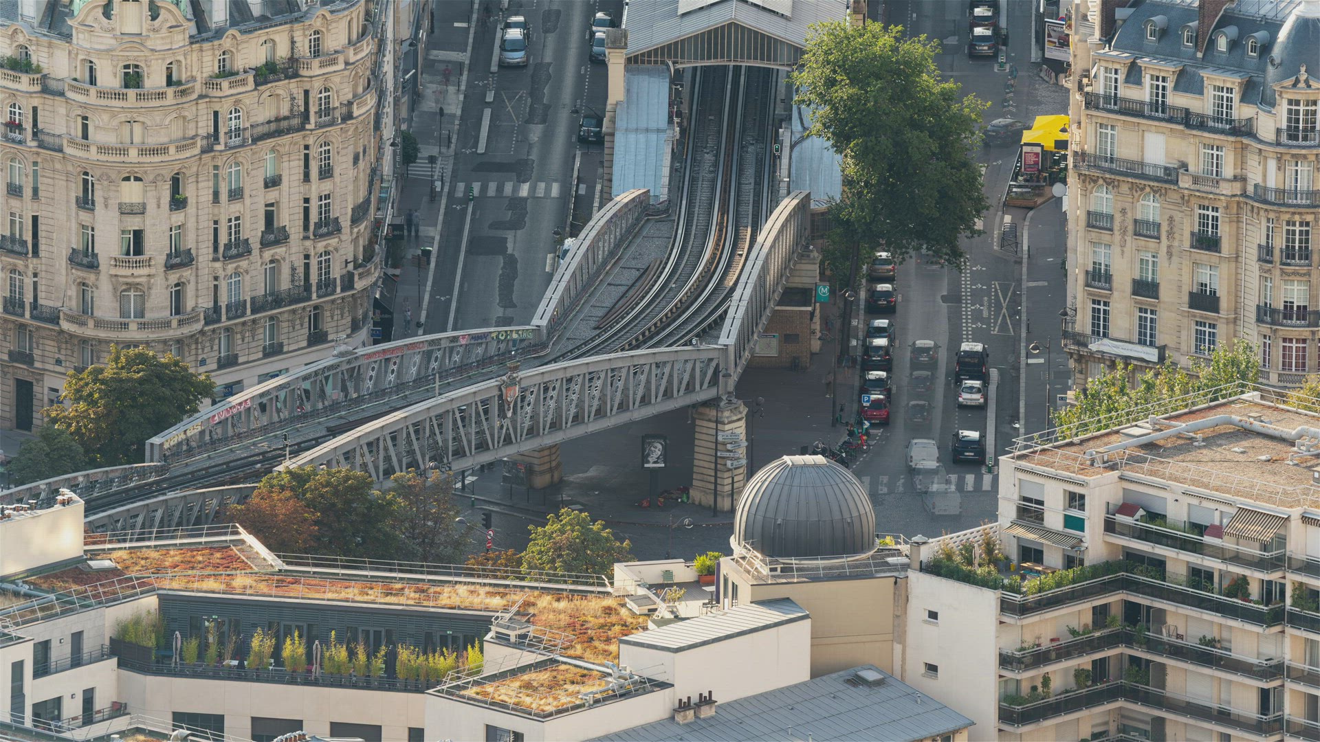 Paris, France, Timelapse - The Subway in Paris during the day as seen from the Montparnasse tower