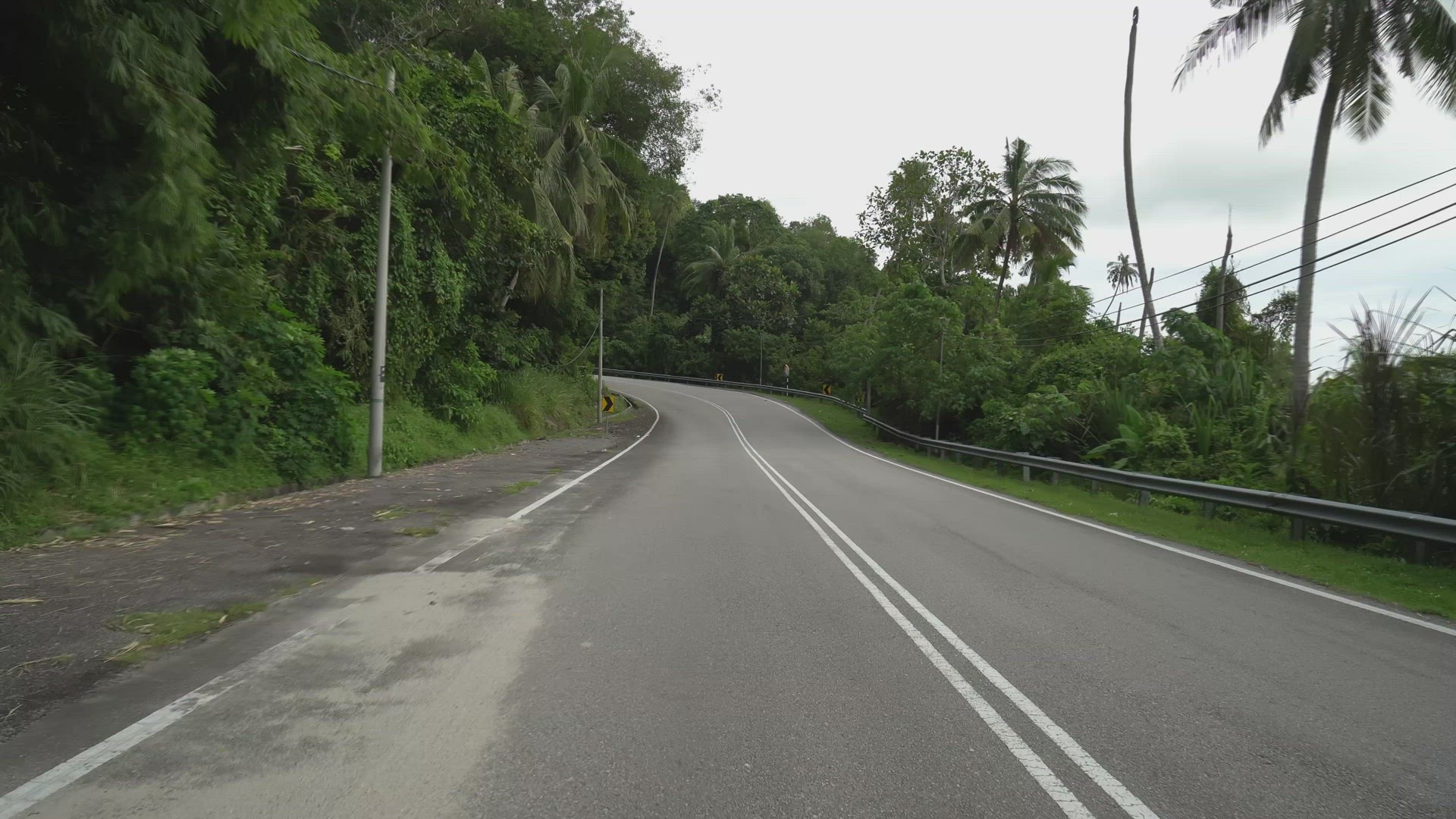 POV move at winding road