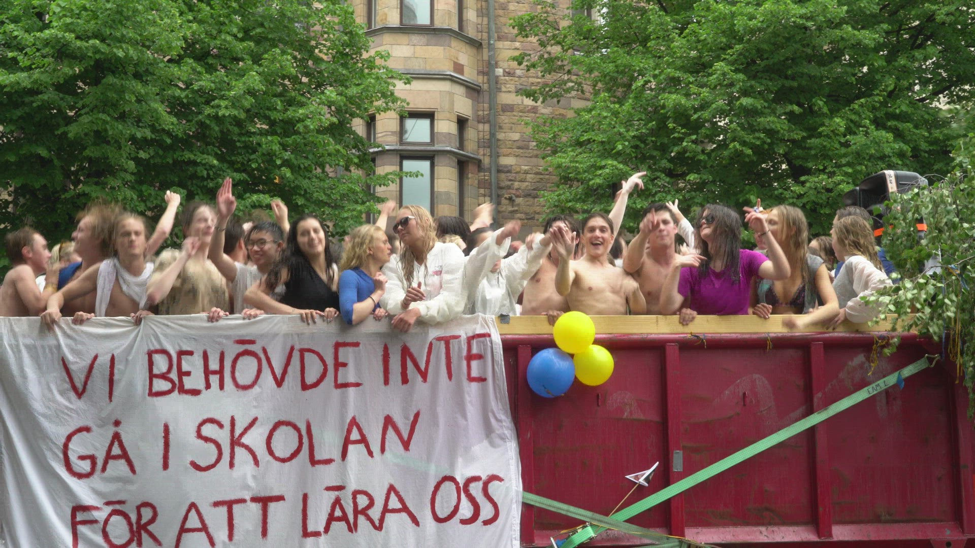 students celebrating in Stockholm