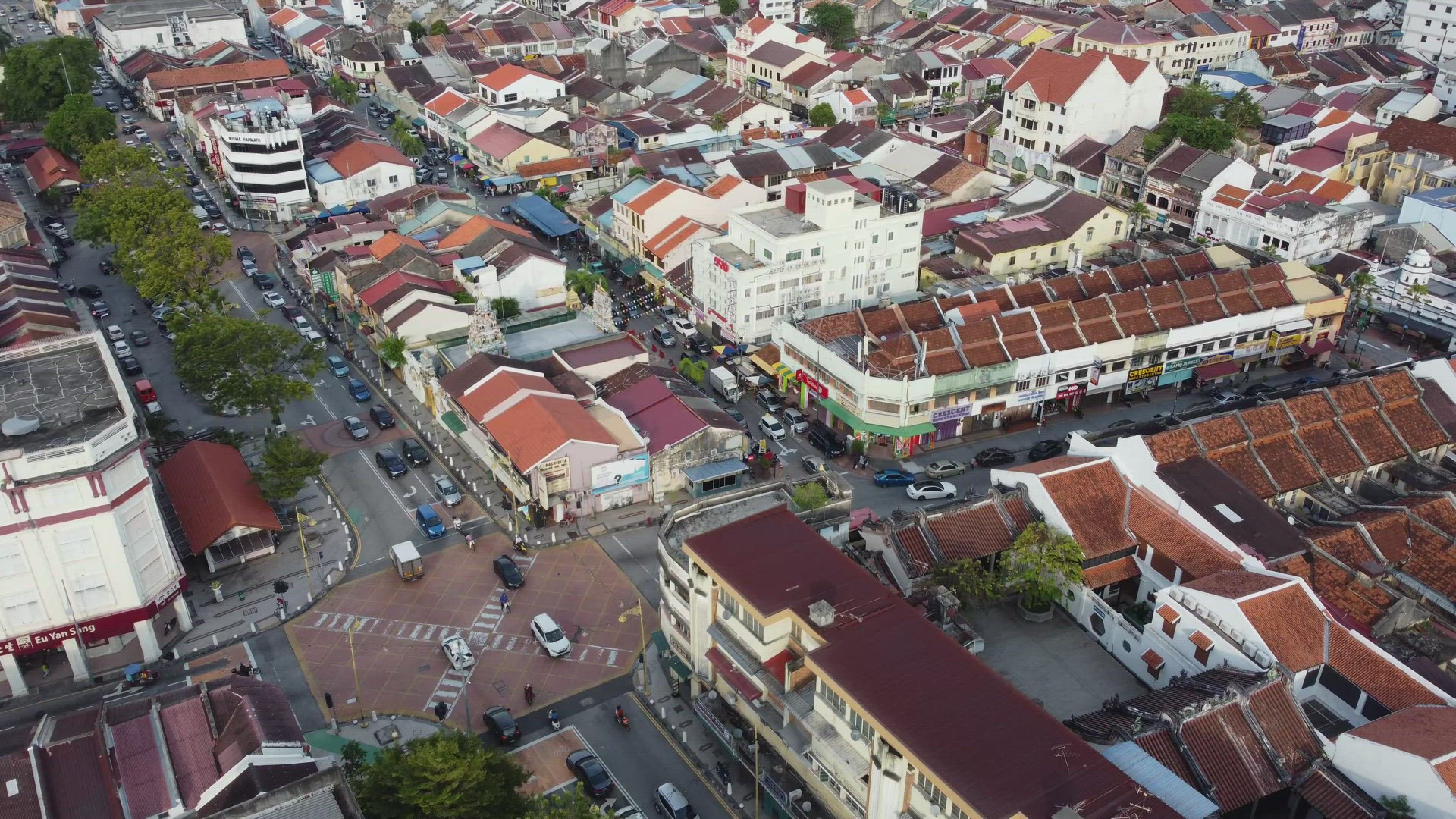 Aerial view Unesco World heritage Georgetown pf car traffic