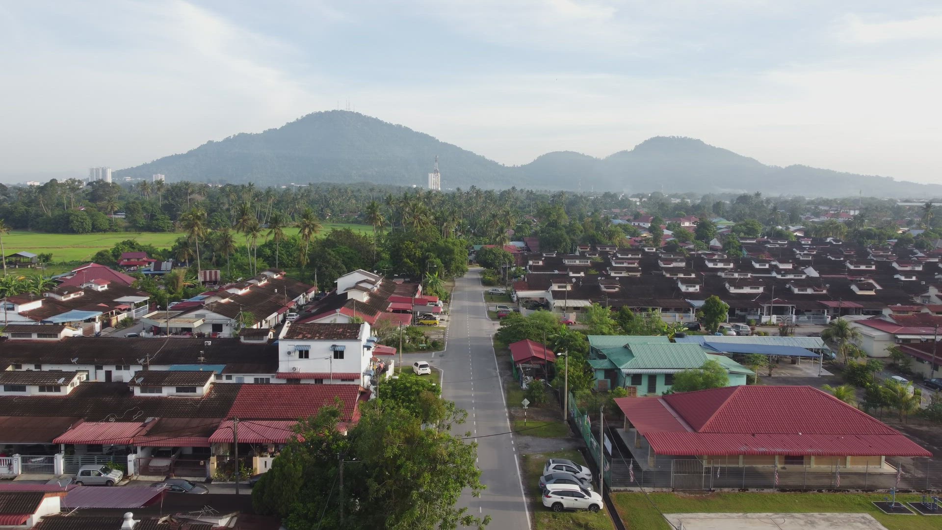 Asphalt road in residential housing estate