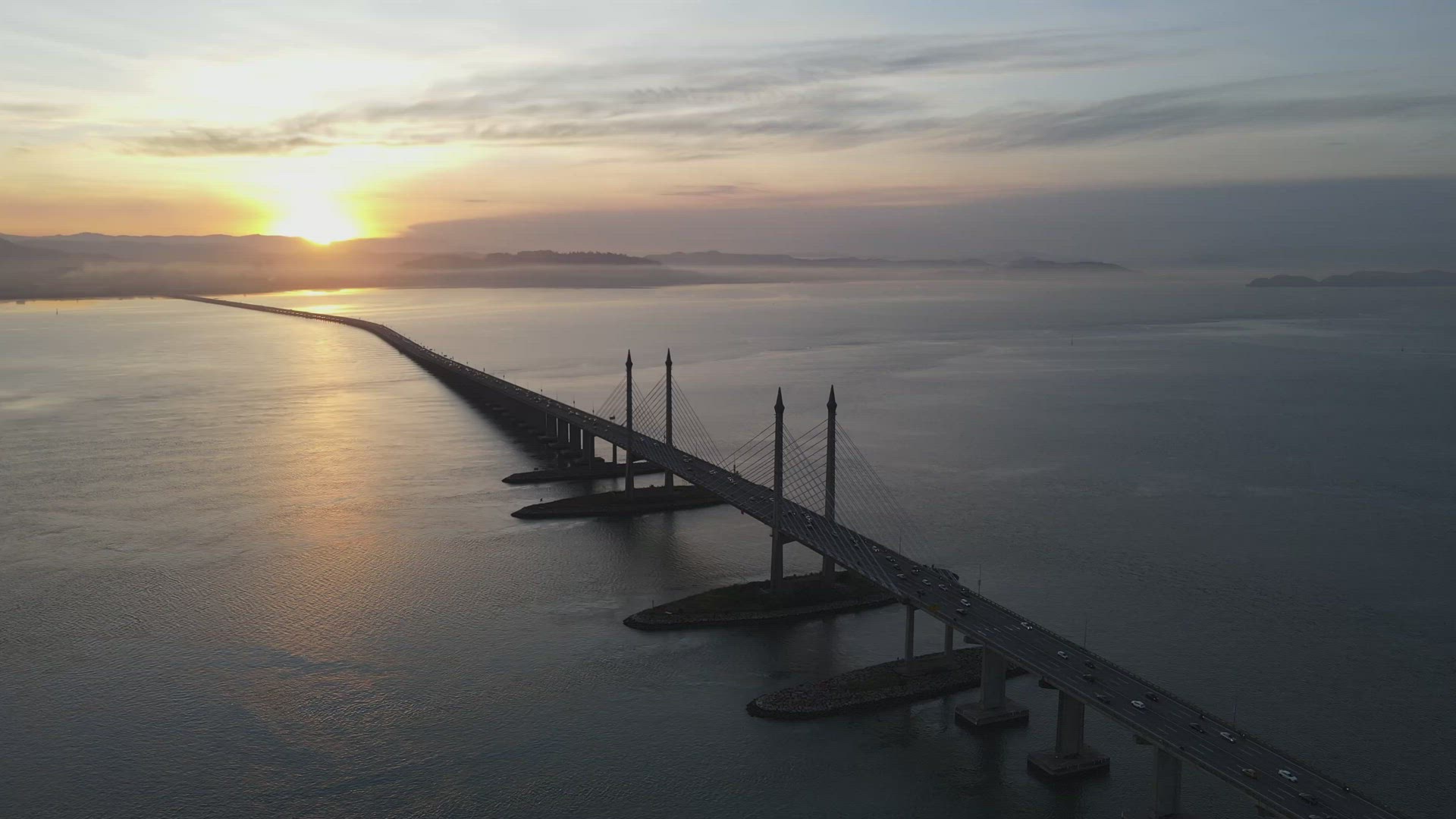 Hyperlapse of car traffic in Penang Bridge
