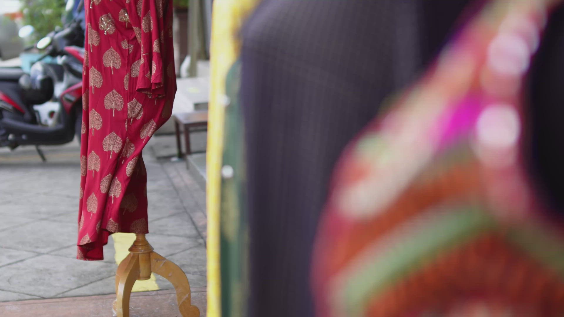 Selective focus red Indian Saree