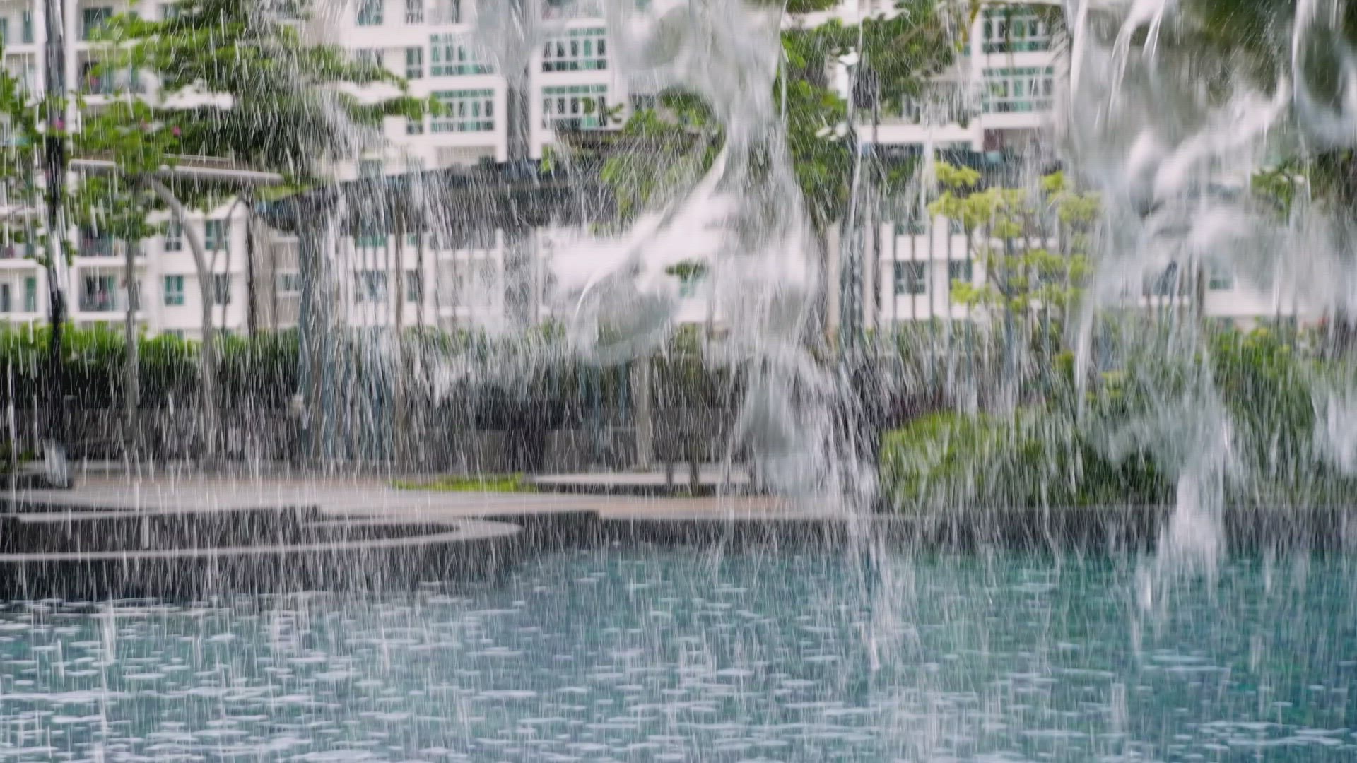 Water fall to the swimming pool.