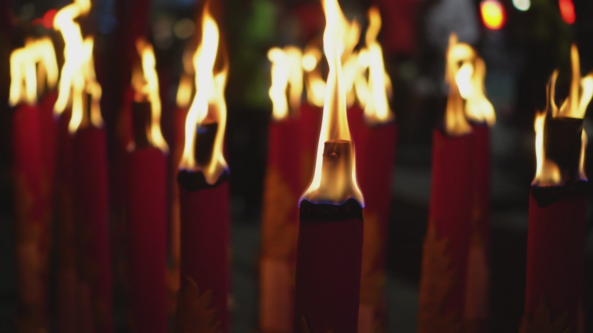 Close up dragon incense stick burning
