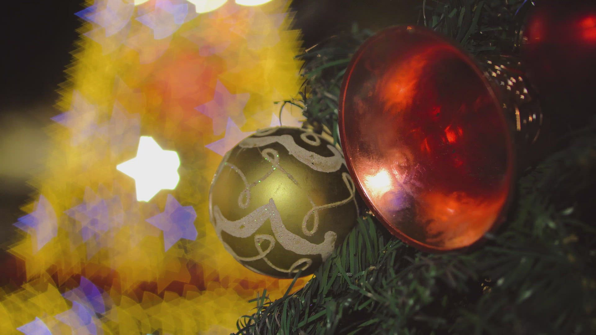 Selective christmas ball and bell decoration