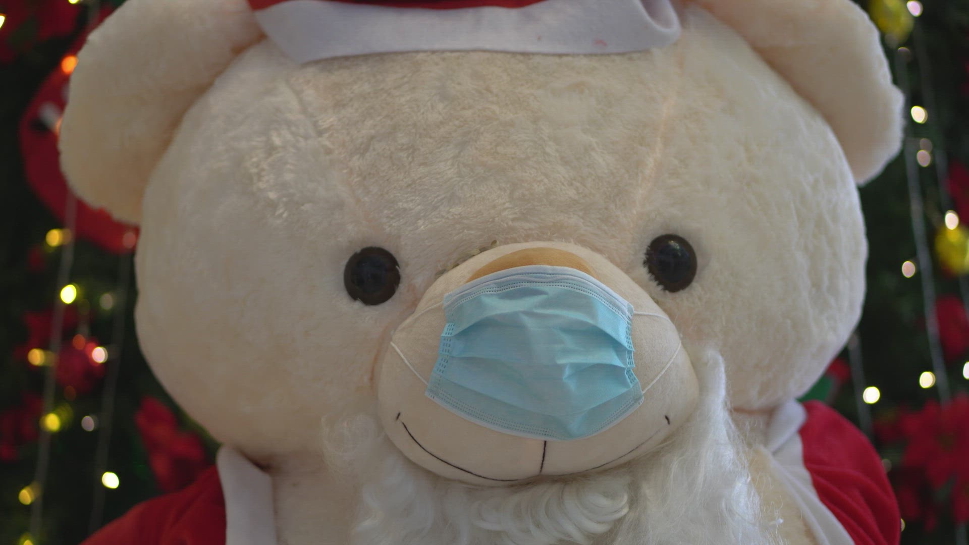 Plush toy bear wear mask