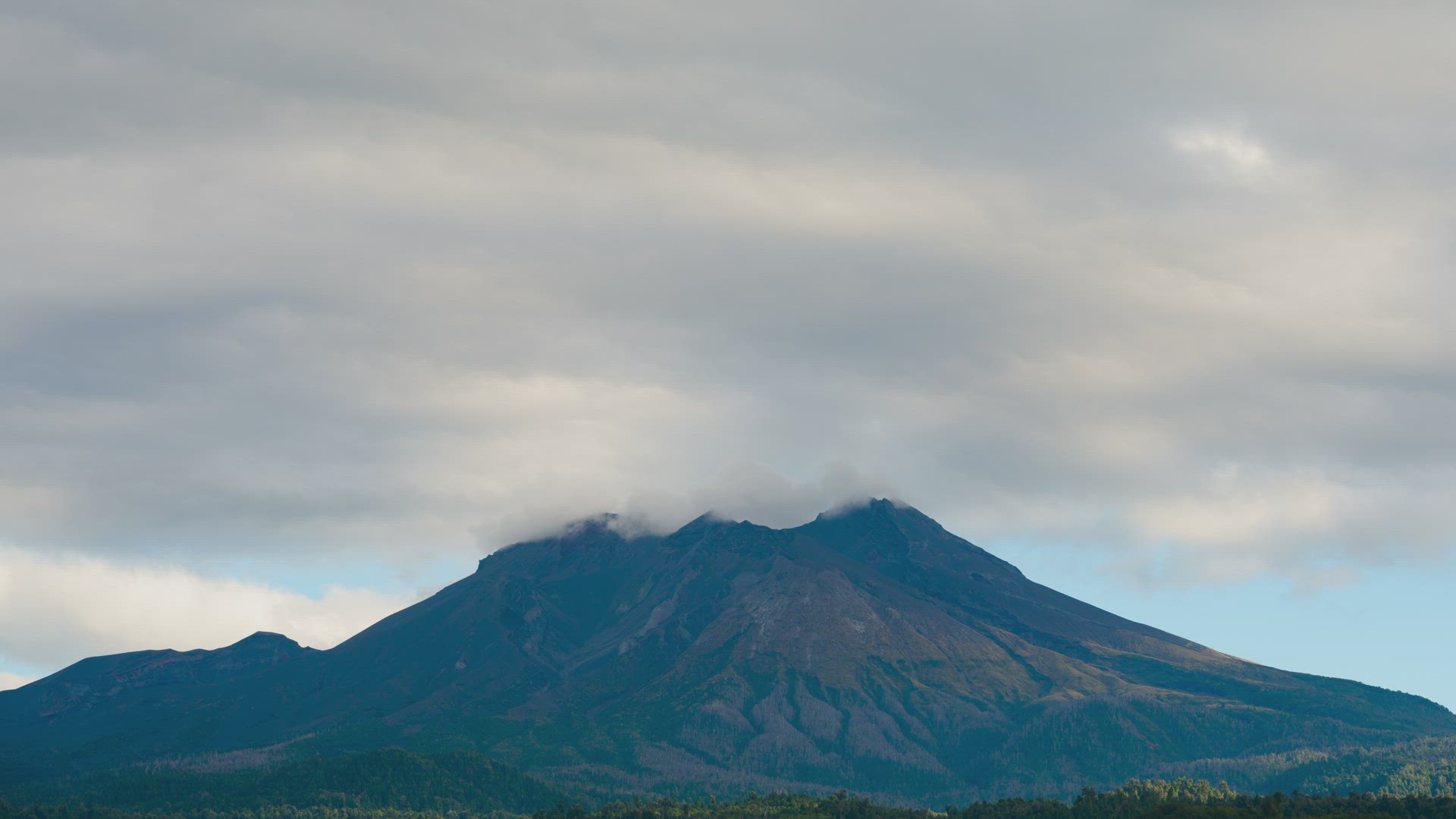 Time Lapse Of Clouds Going Over Peak Of Calbuco Volcano